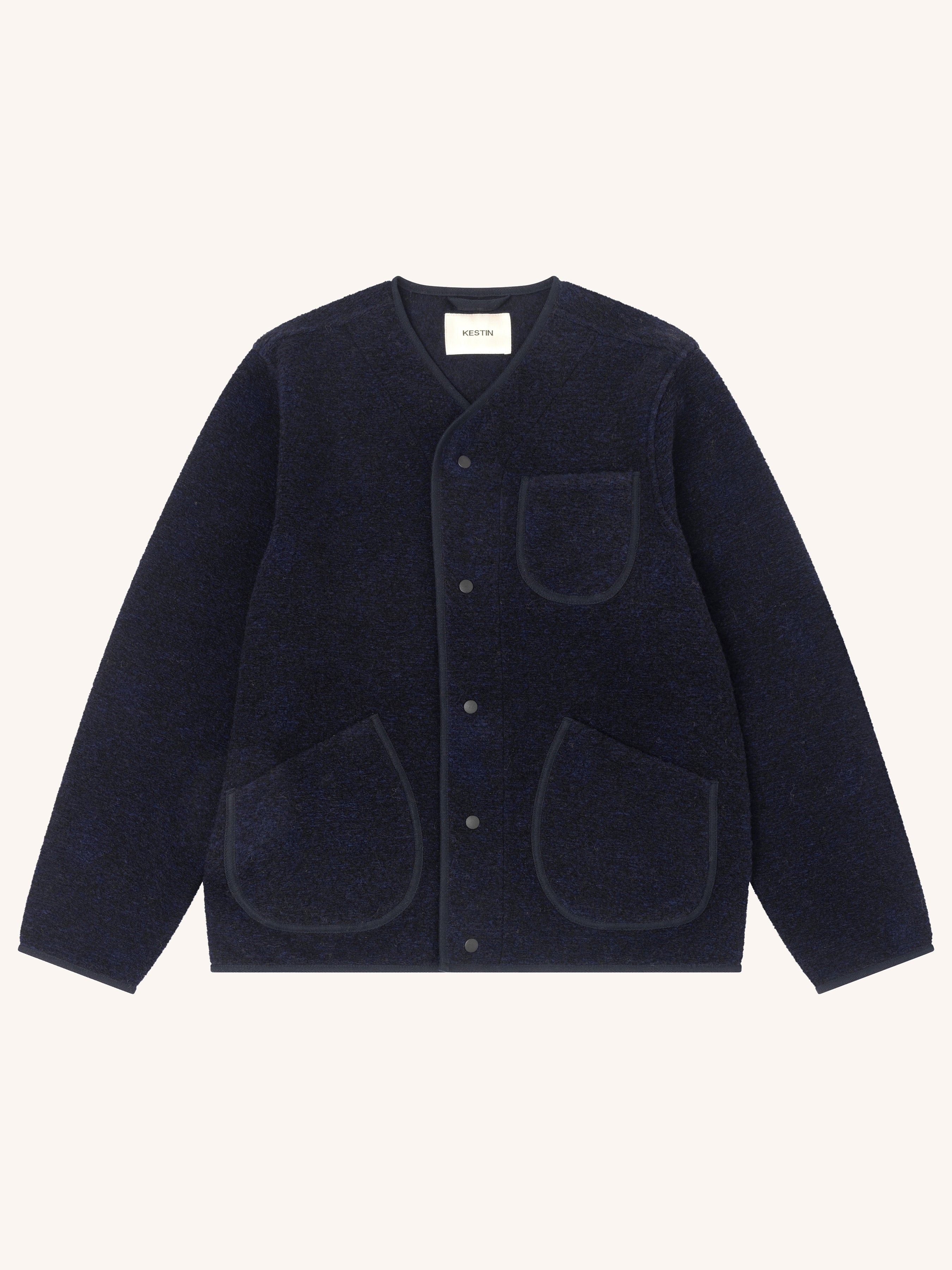 Neist Cardigan in Navy Speckled Wool Blend