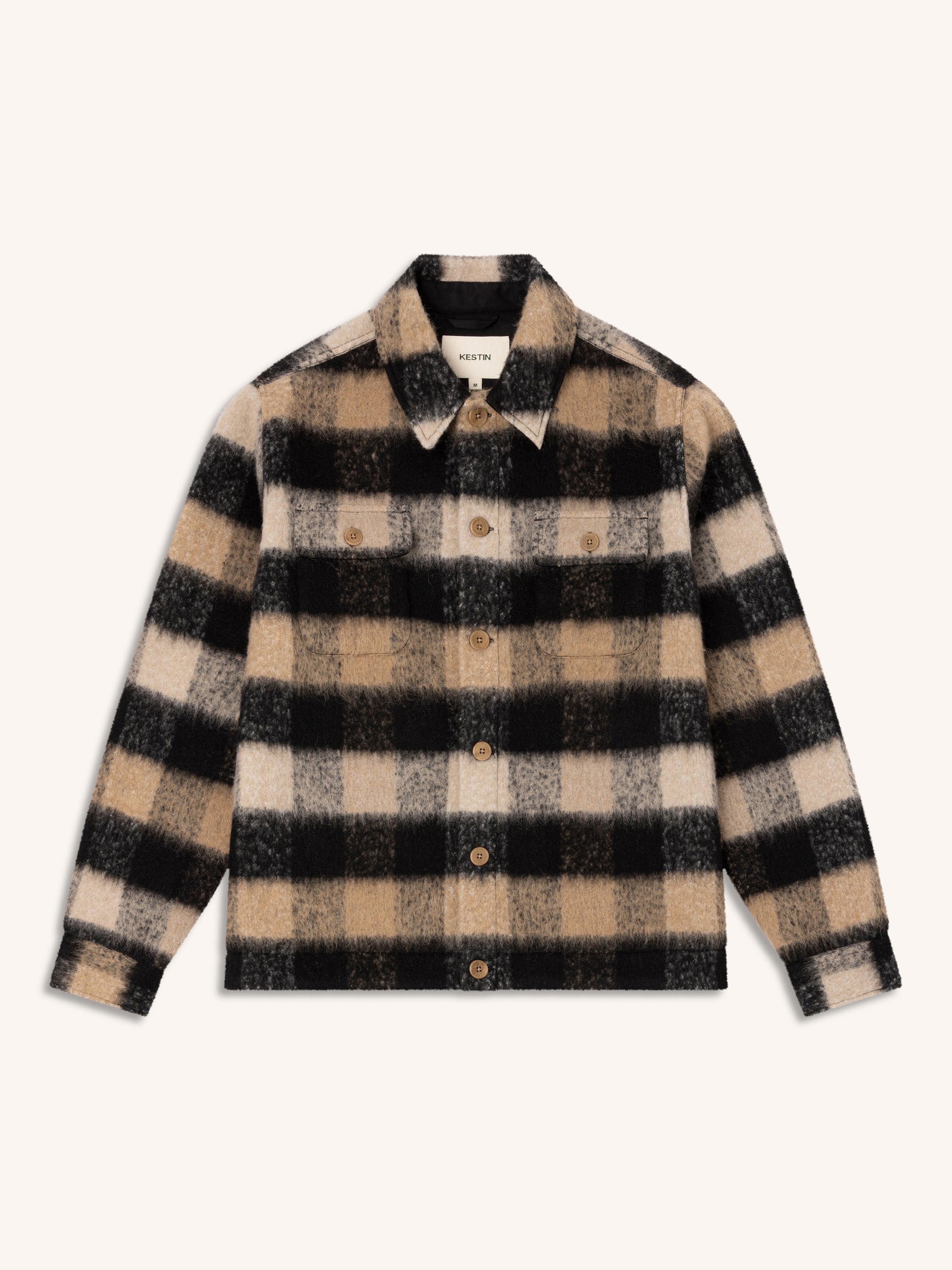 Haston Jacket in Black Check Brushed Wool