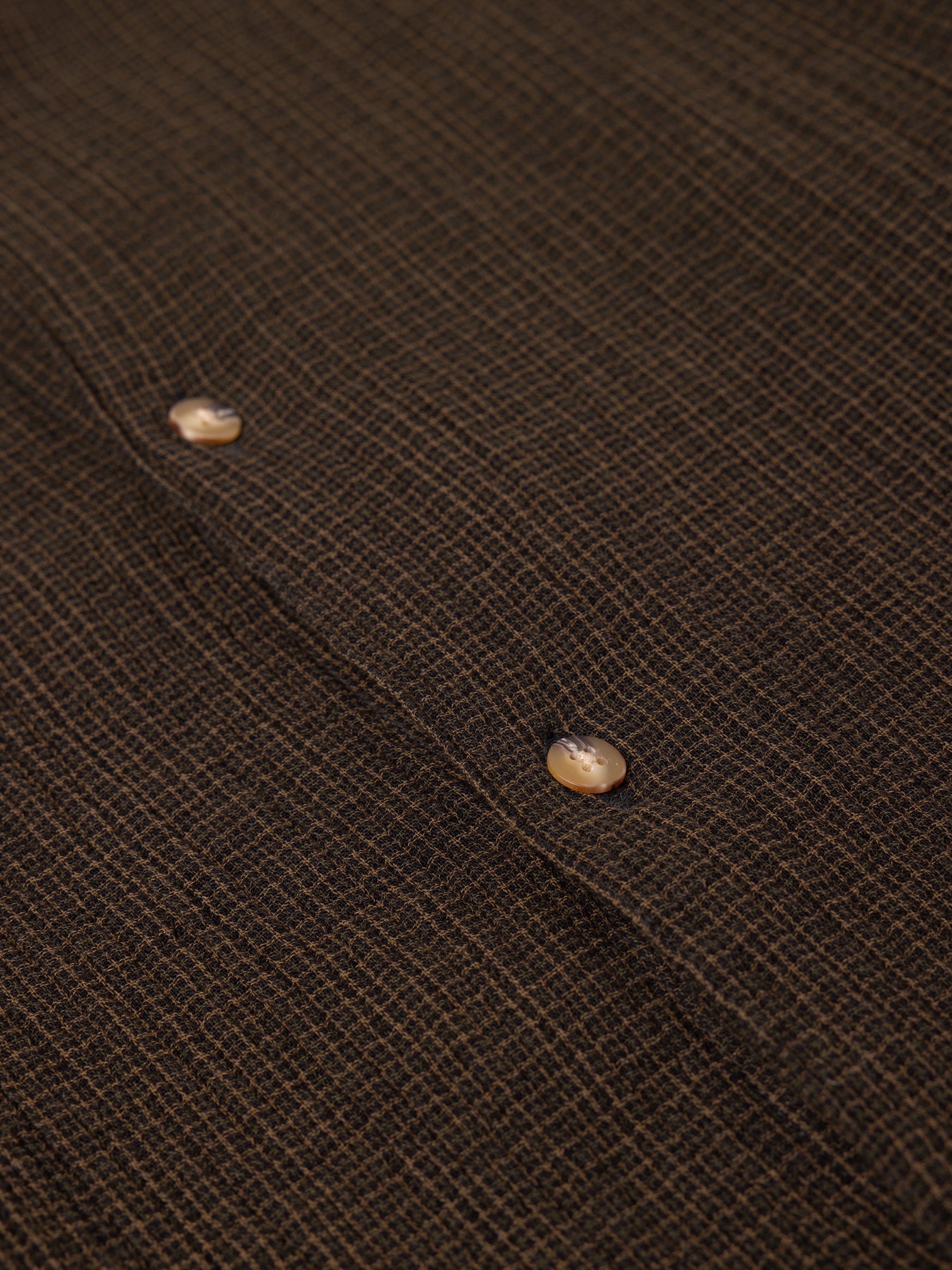 Dirleton Shirt in Olive Check Crinkle Cotton