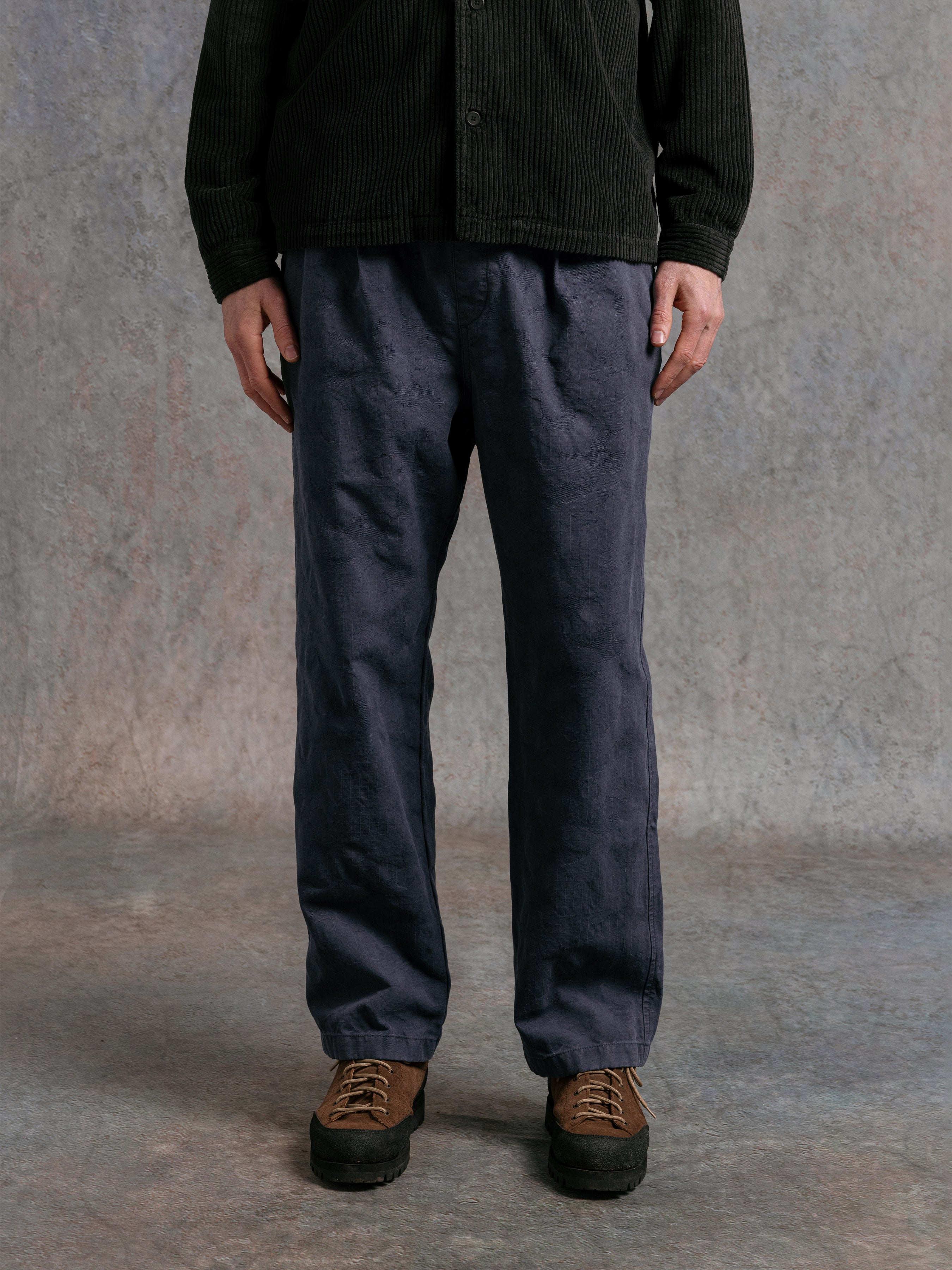 Doune Pant in Navy Jacquard Ripstop Cotton
