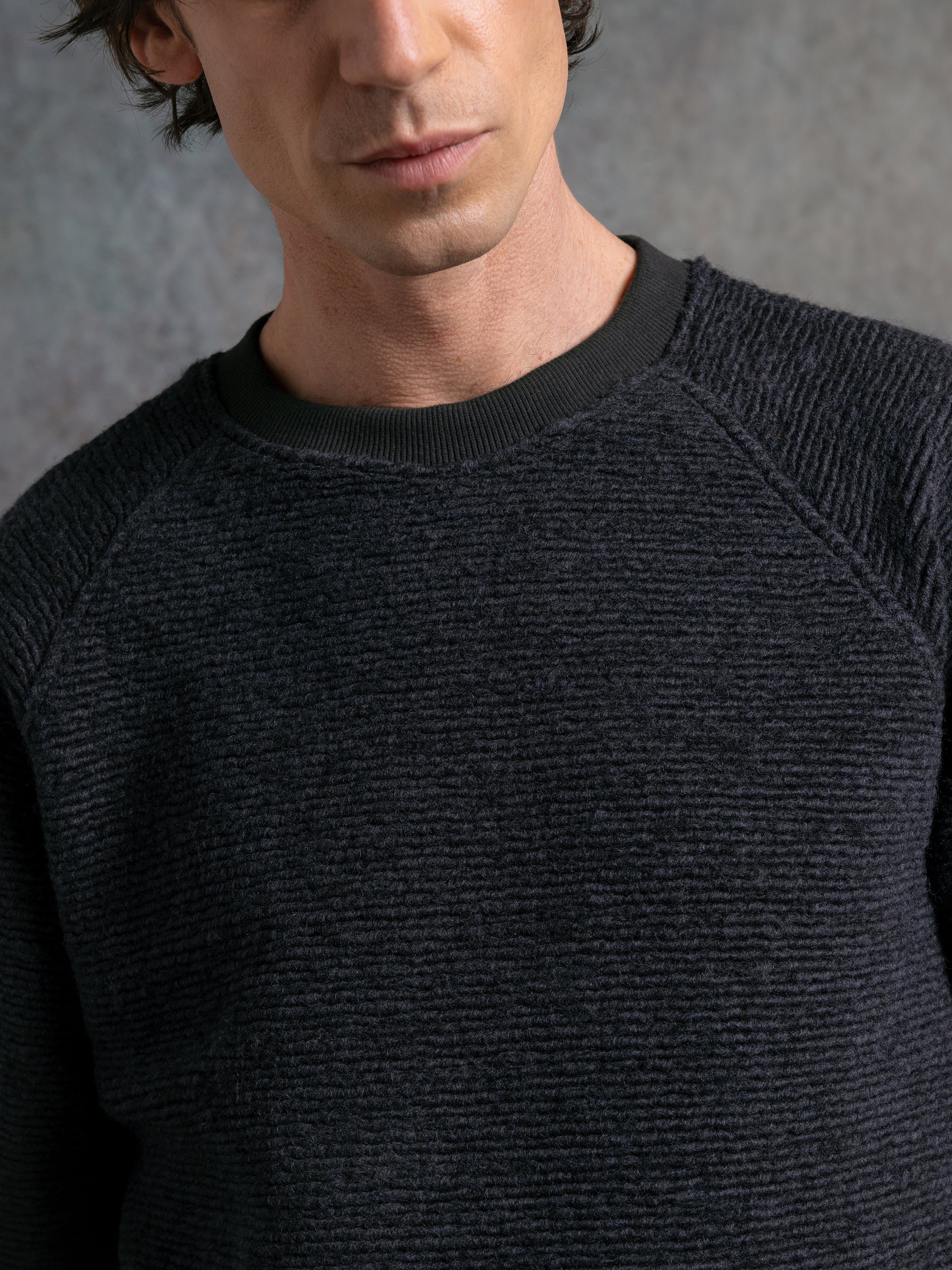 Junction Crew in Navy Ribbed Fleece