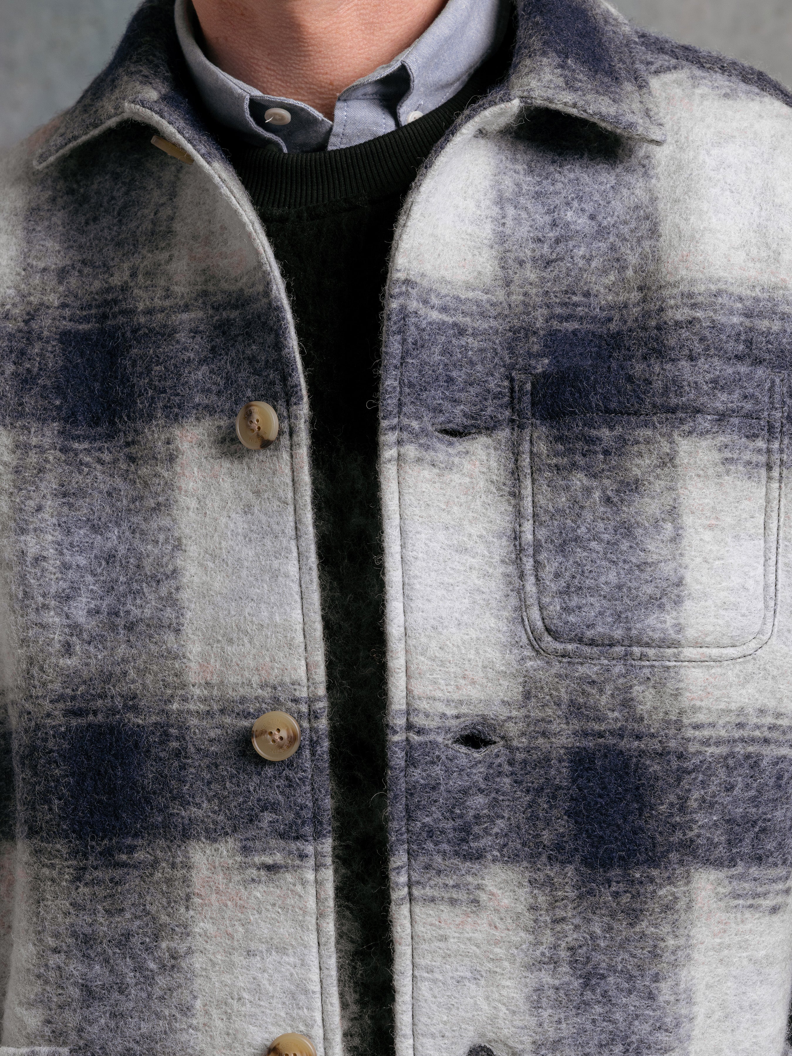 Ormiston Jacket in Navy Check Wool Blend