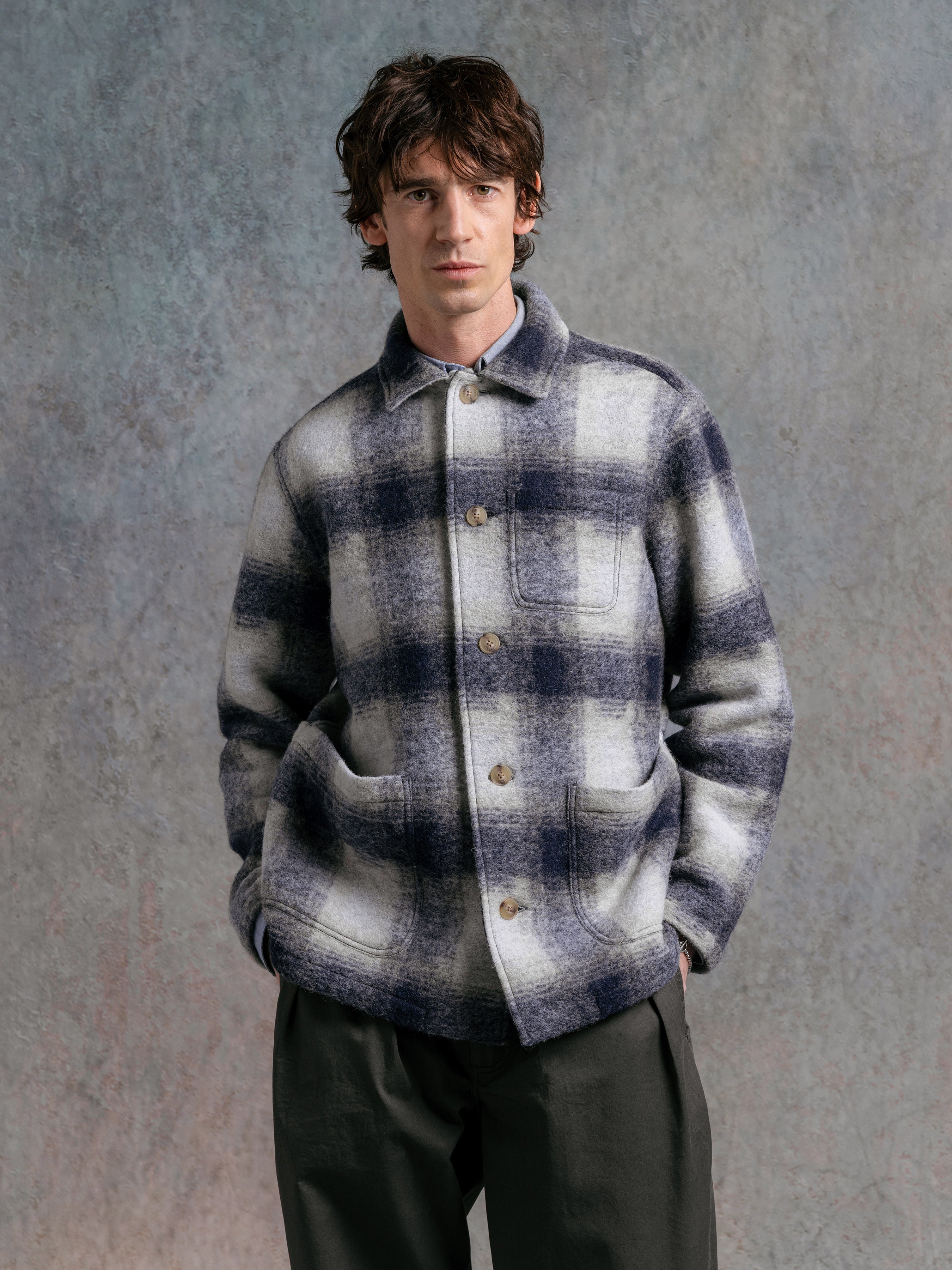 Ormiston Jacket in Navy Check Wool Blend