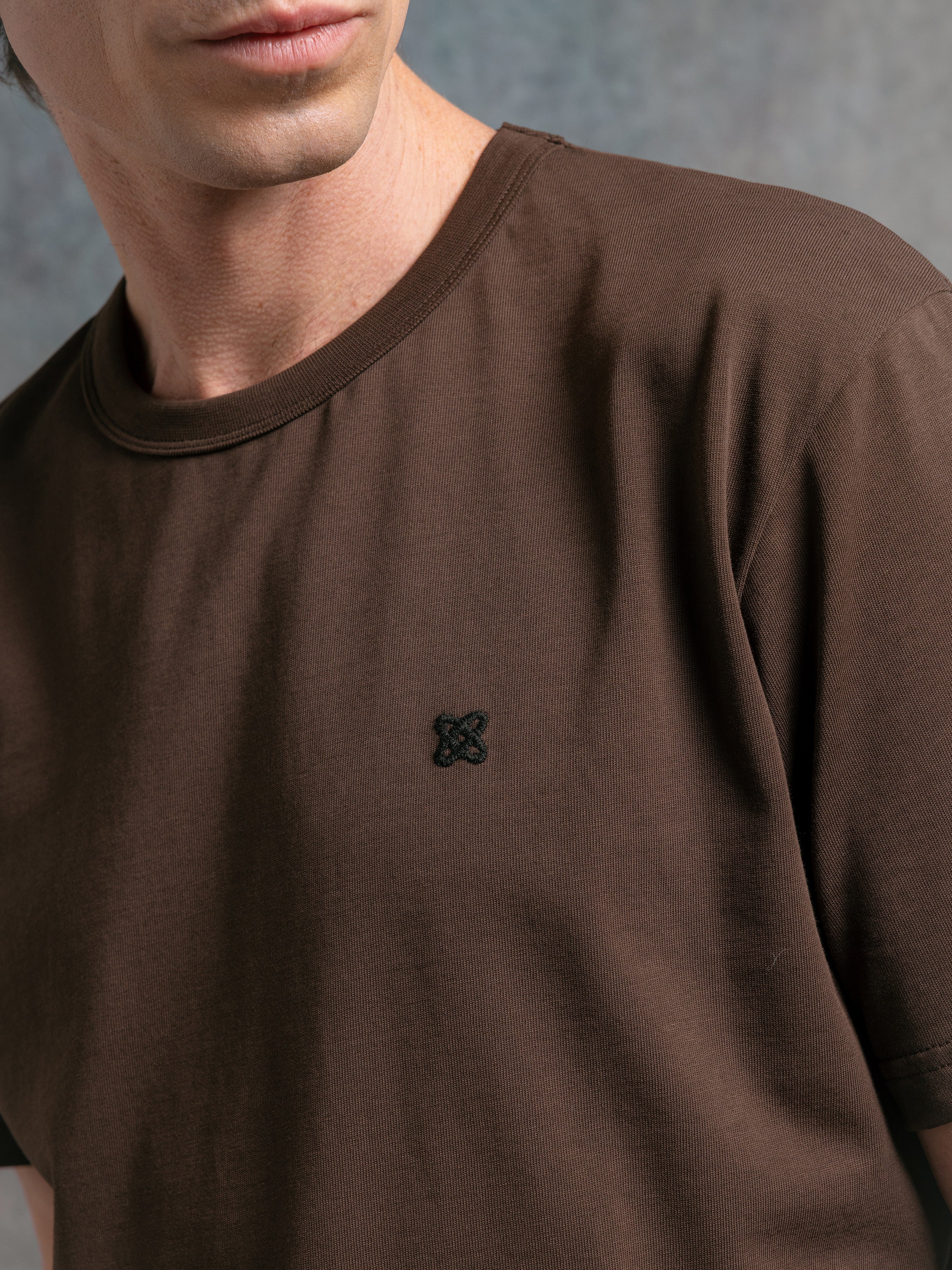 Cargill T-Shirt in Peat Celtic Knot Embroidery