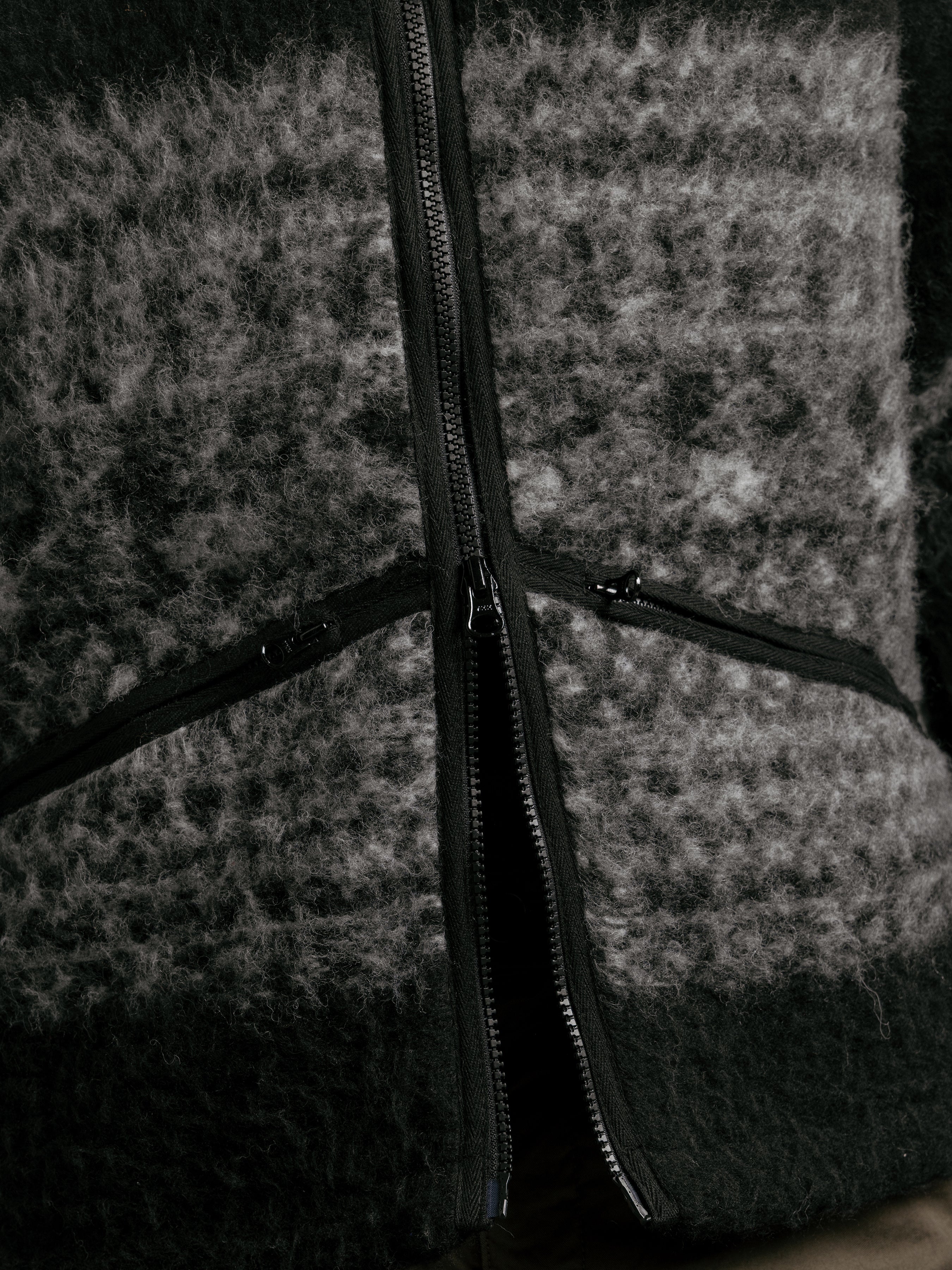 Dreghorn Jacket in Black Fair Isle Band Fleece
