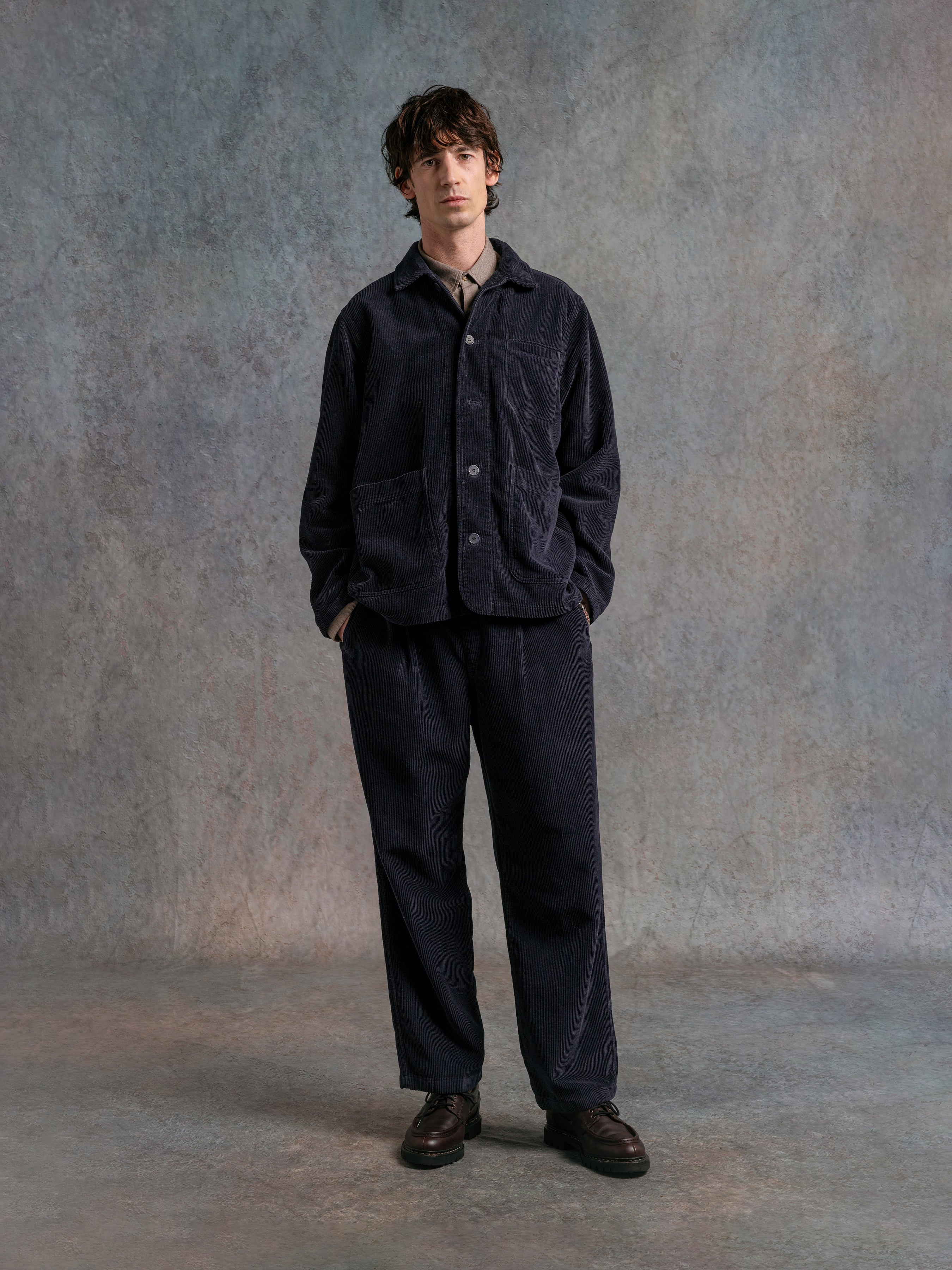 Huntly Jacket in Ink Navy 8-Wale Corduroy