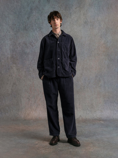 Huntly Jacket in Ink Navy 8-Wale Organic Corduroy