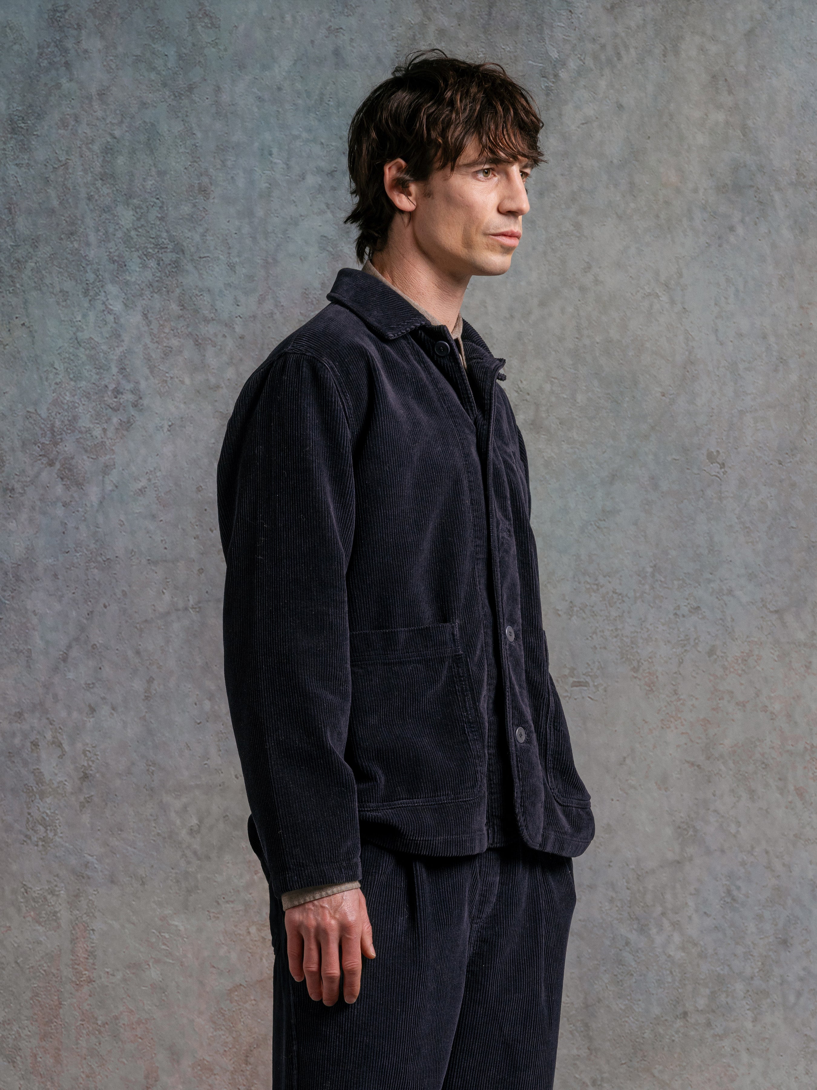 Huntly Jacket in Ink Navy 8-Wale Corduroy