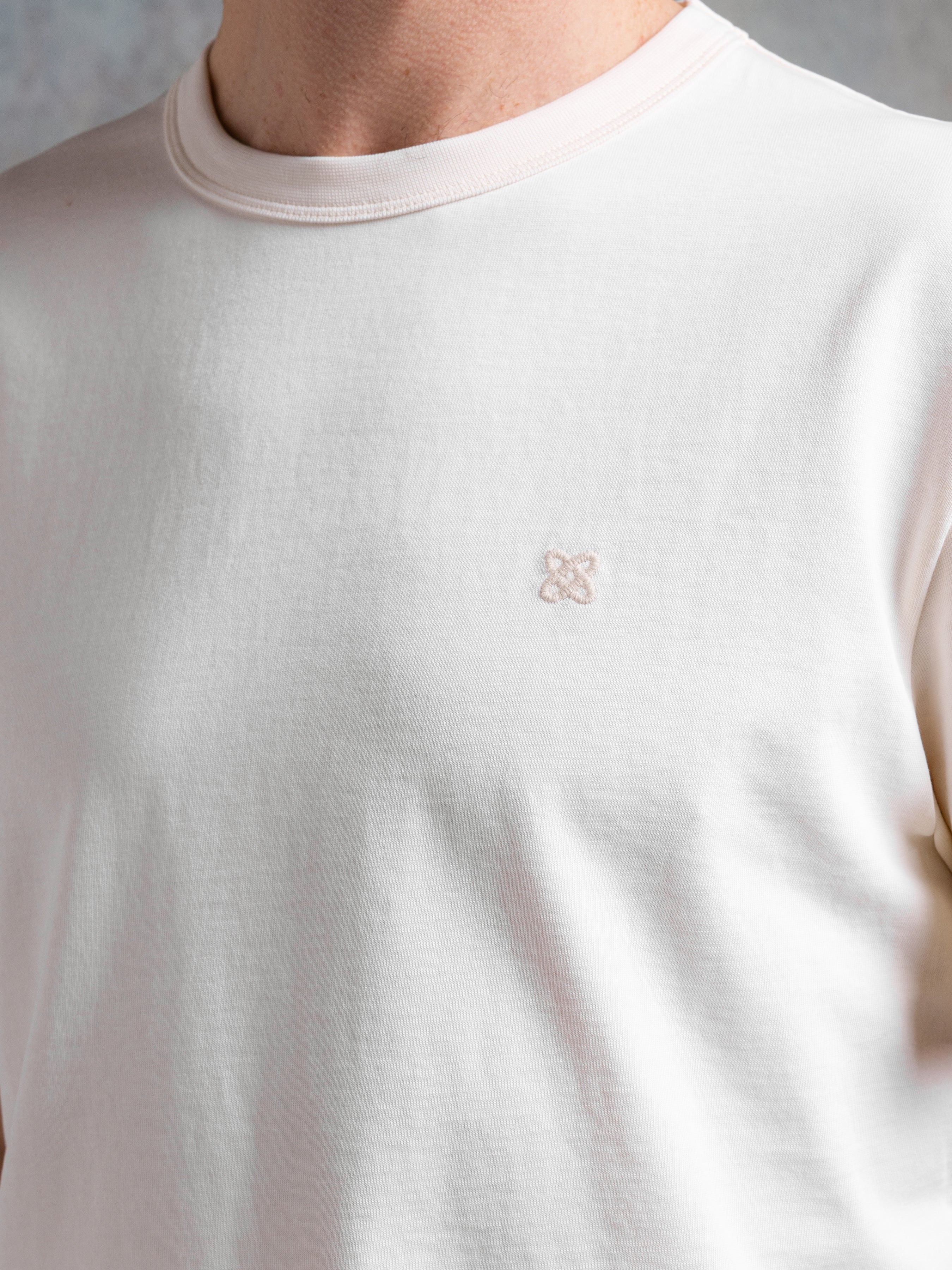 Cargill T-Shirt in Off White Celtic Knot Embroidery