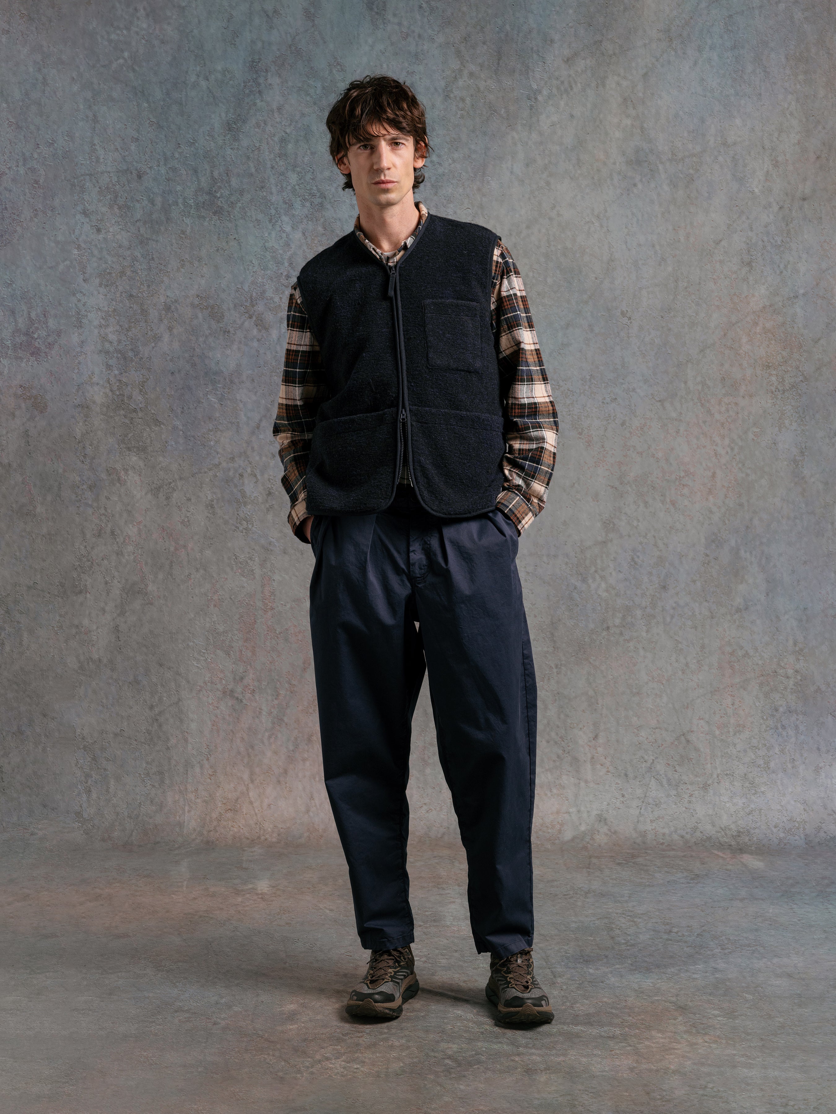 Bute Vest in Navy Speckled Wool Blend