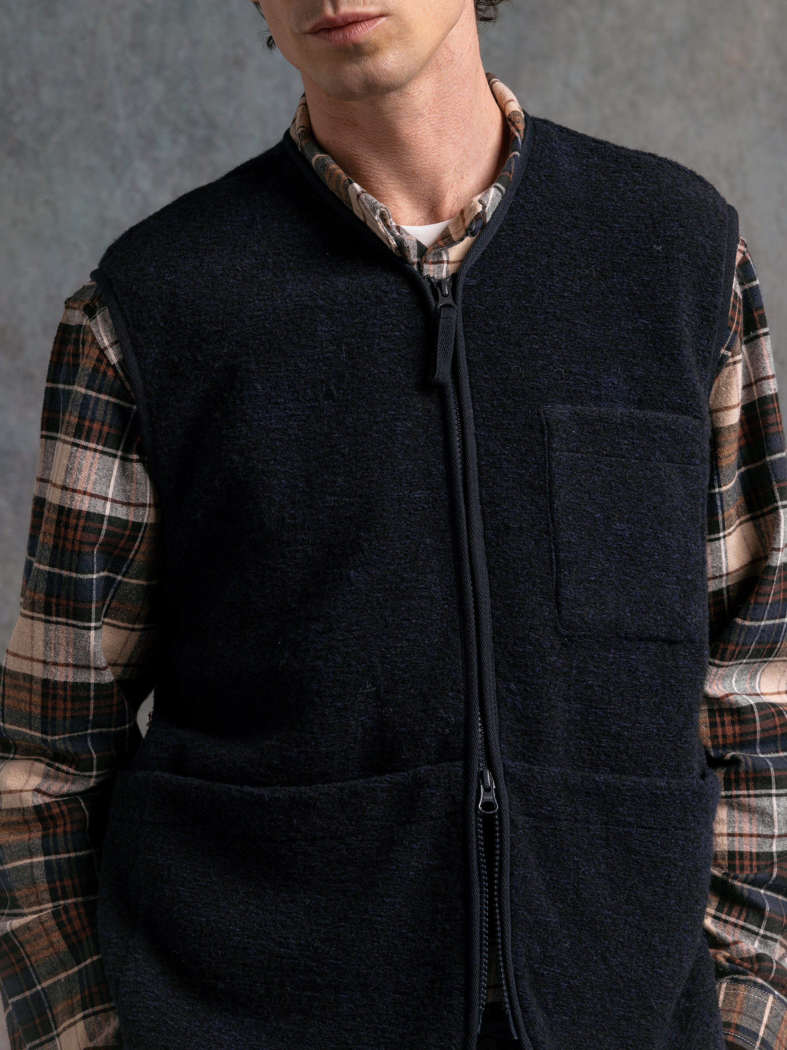 Bute Vest in Navy Speckled Wool Blend