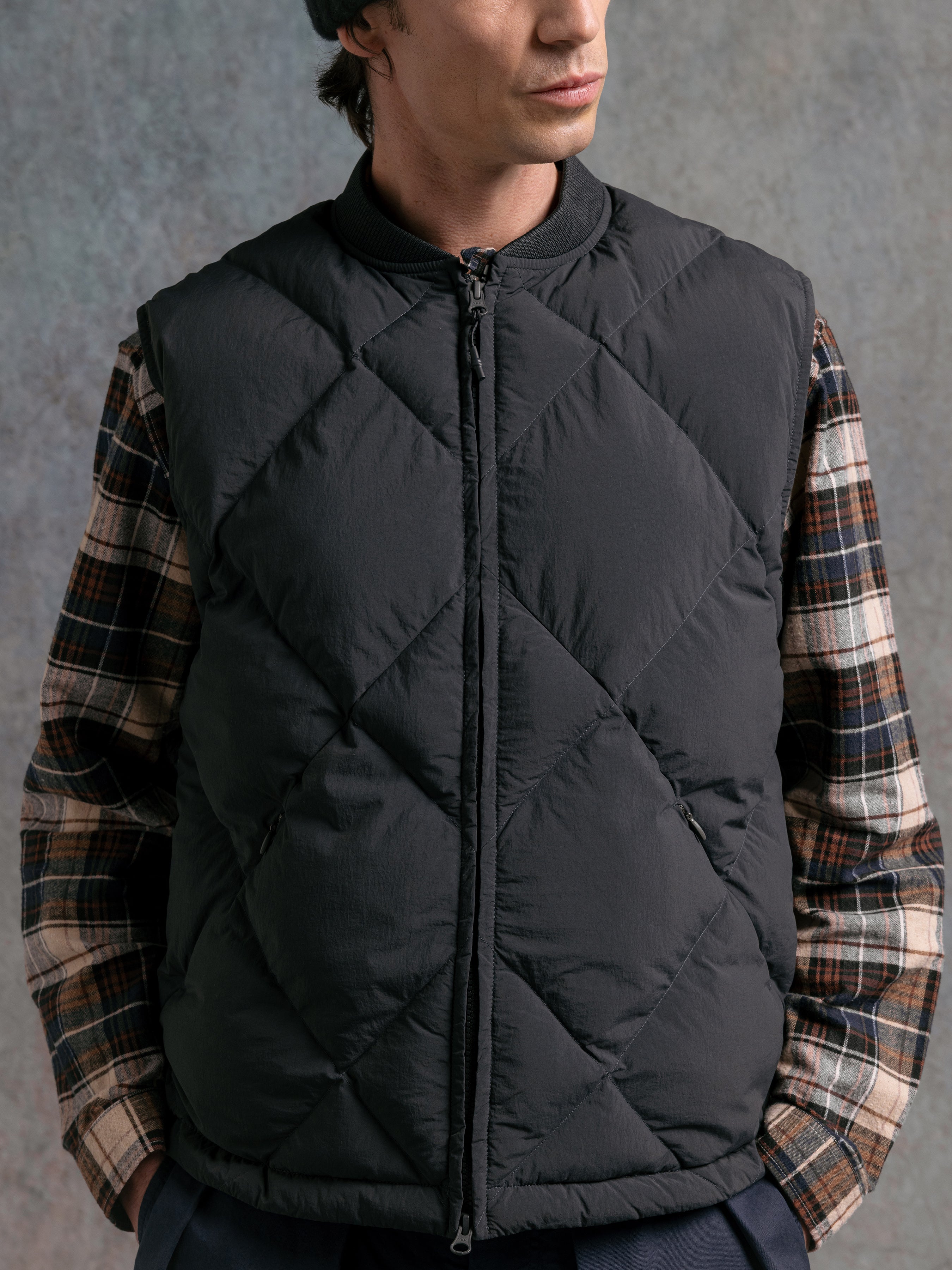 Linton Vest in Charcoal Recycled Nylon