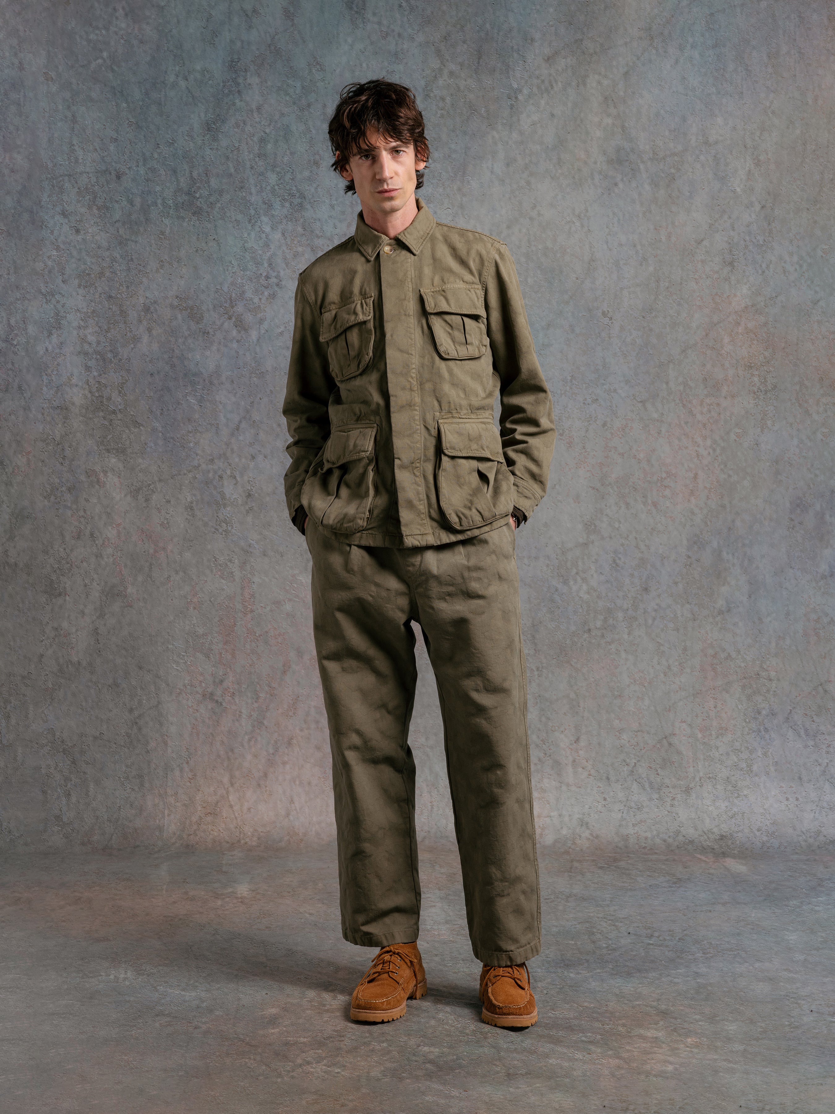 Tyndrum Jacket in Military Jacquard Ripstop Cotton