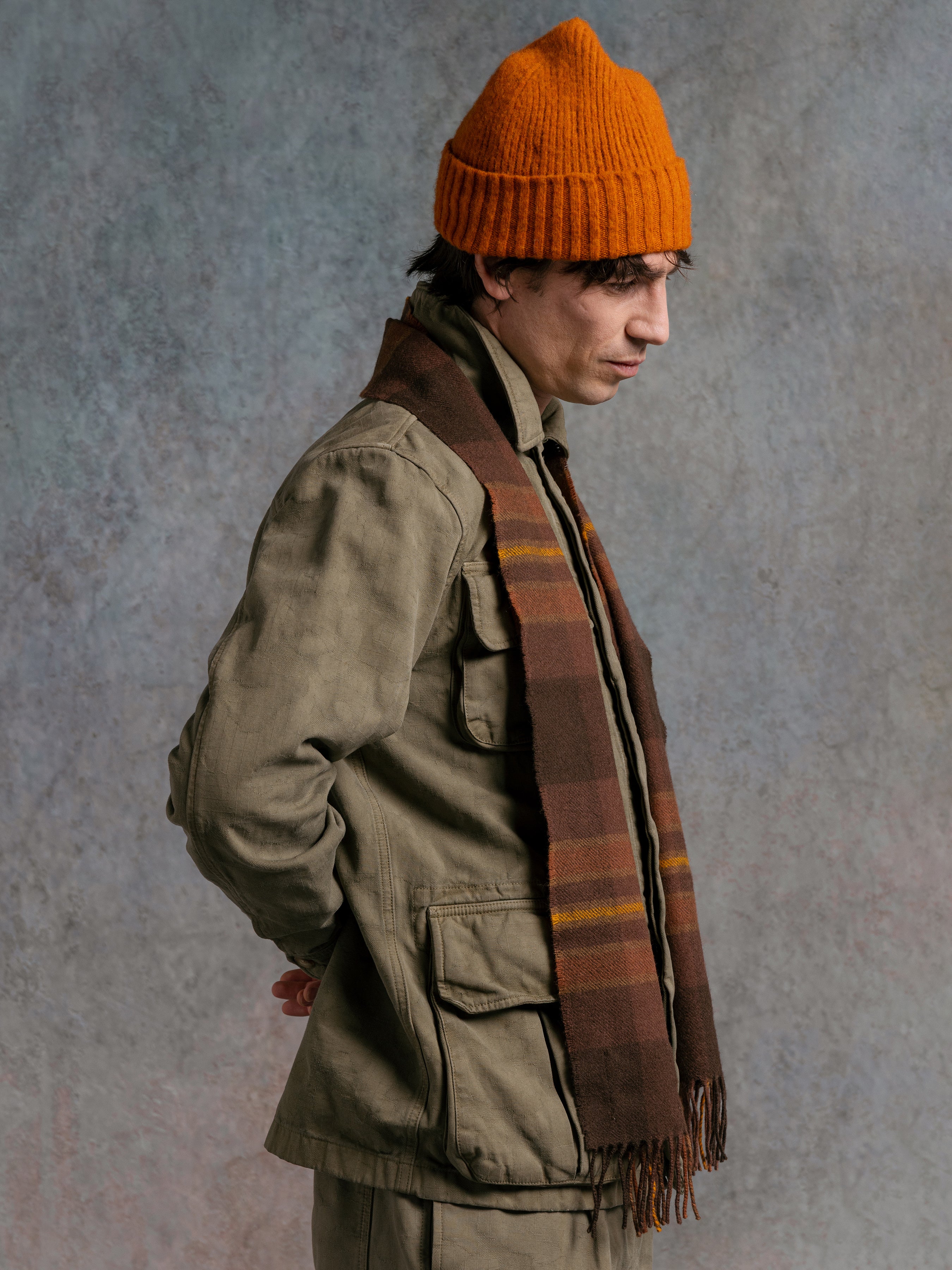 Balloch Beanie in Rust Brushed Lambswool