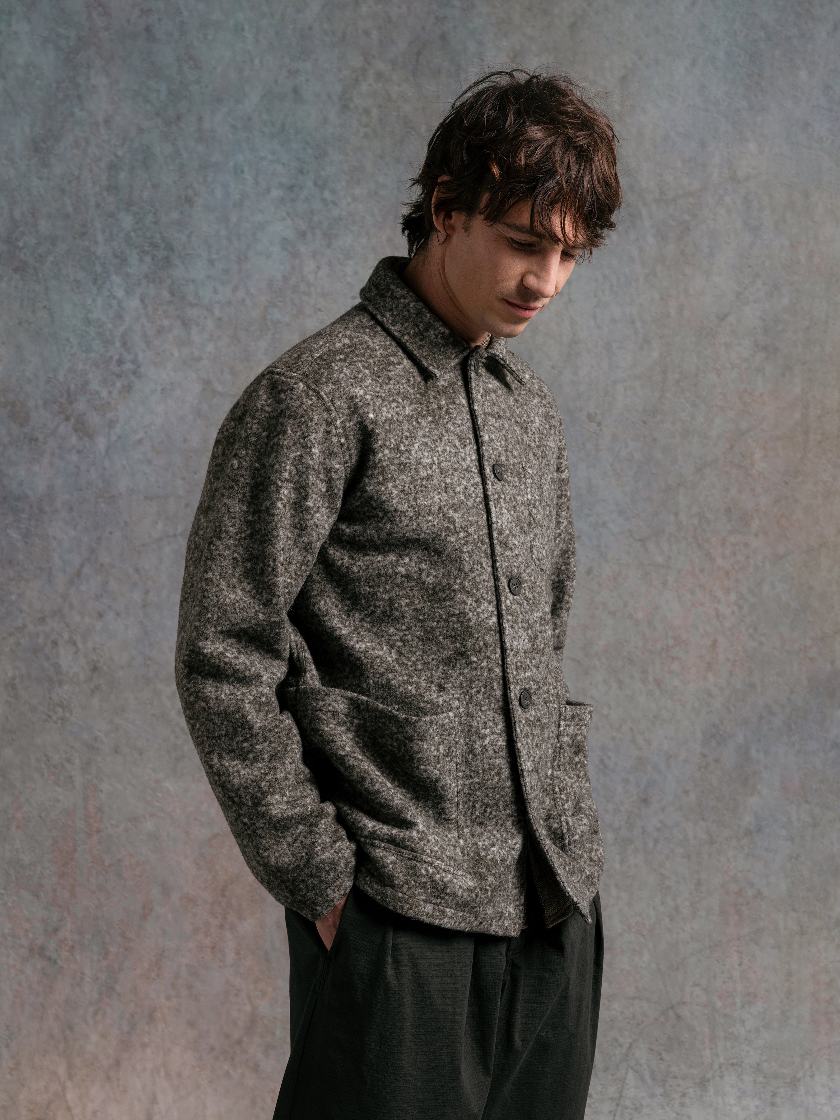 Ormiston Jacket in Olive Speckled Wool Blend
