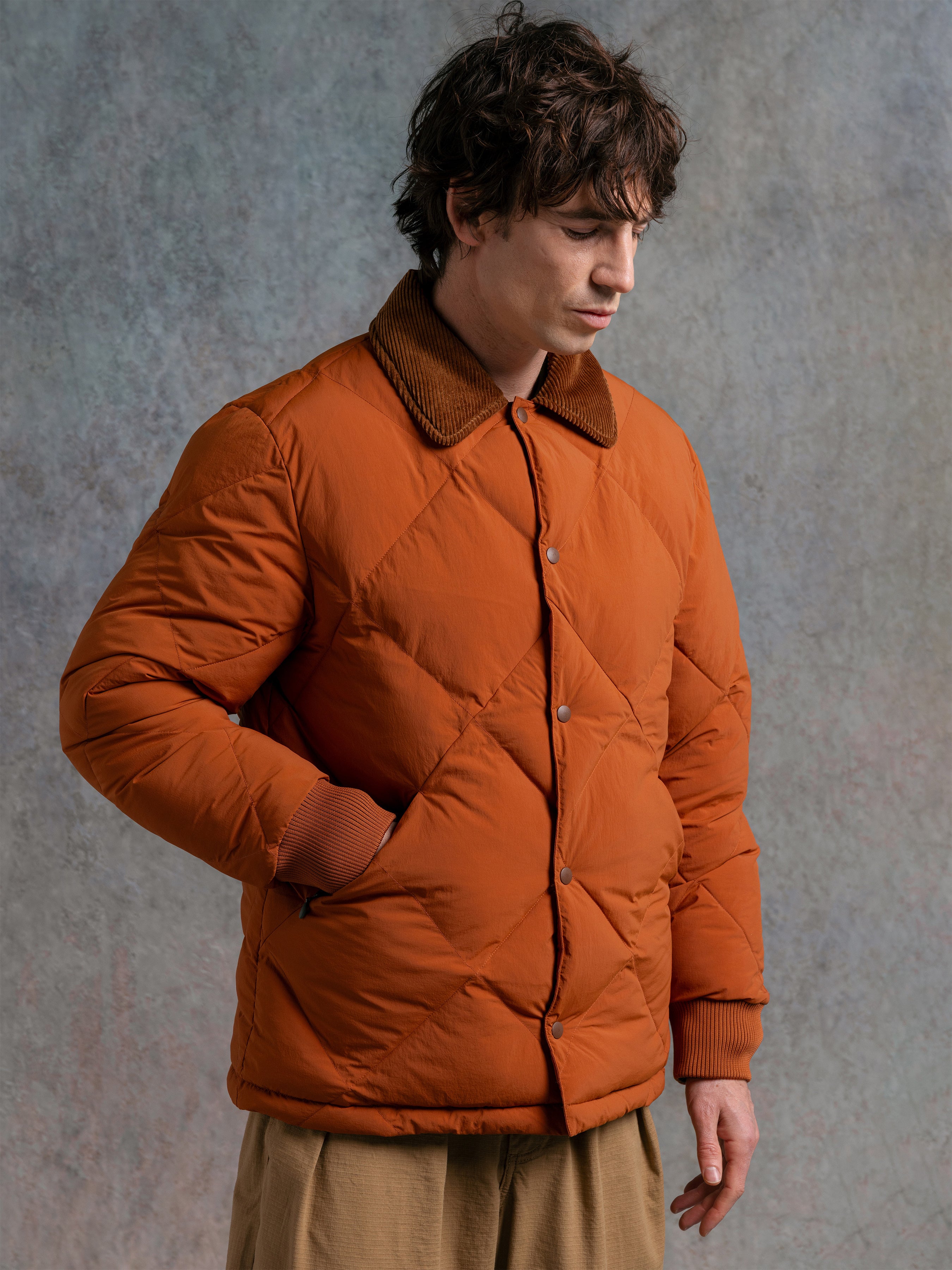 Dunbar Jacket in Rust Orange Recycled Nylon