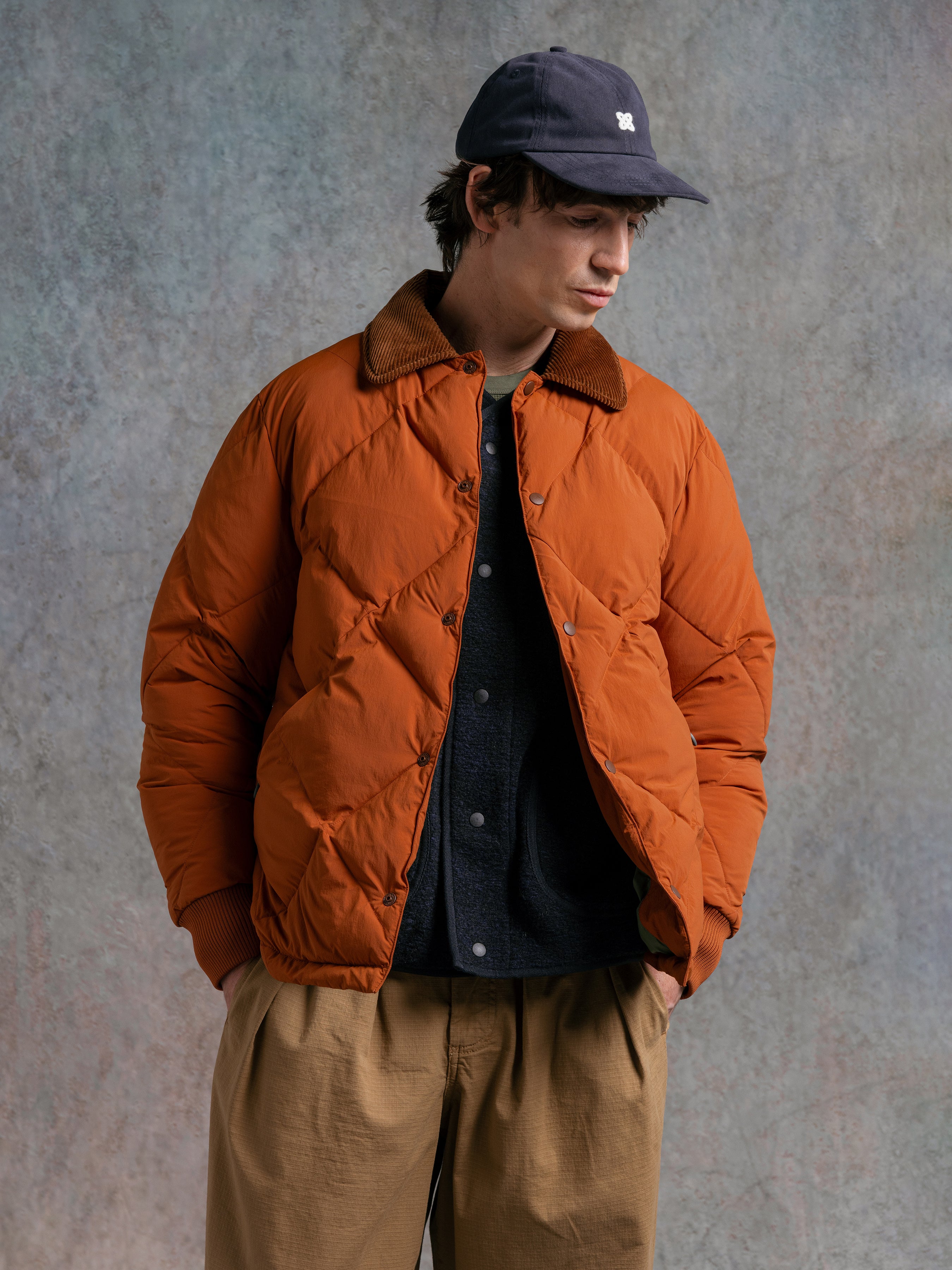 Dunbar Jacket in Rust Orange Recycled Nylon
