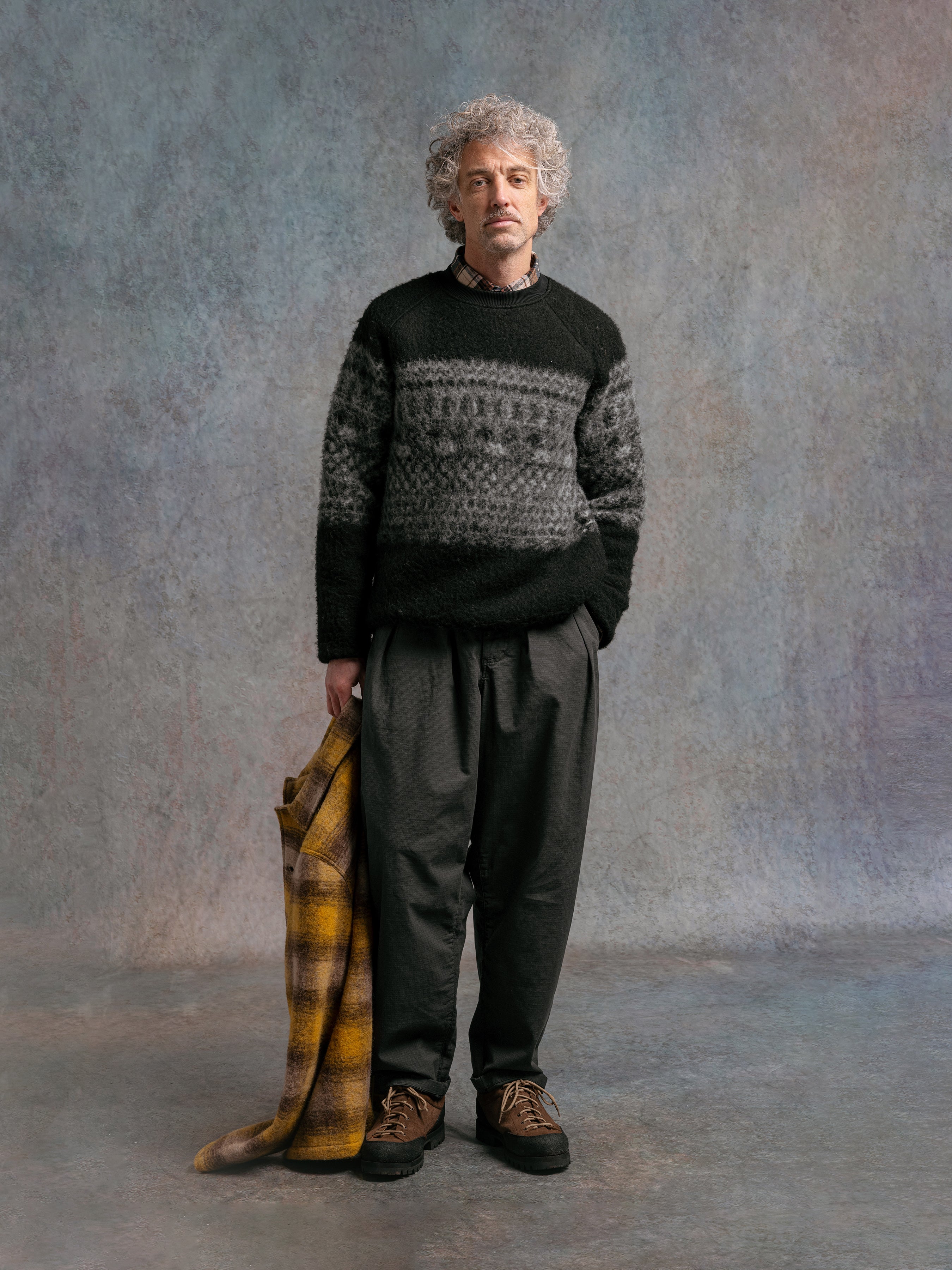 Junction Crew in Black Fair Isle Band Fleece