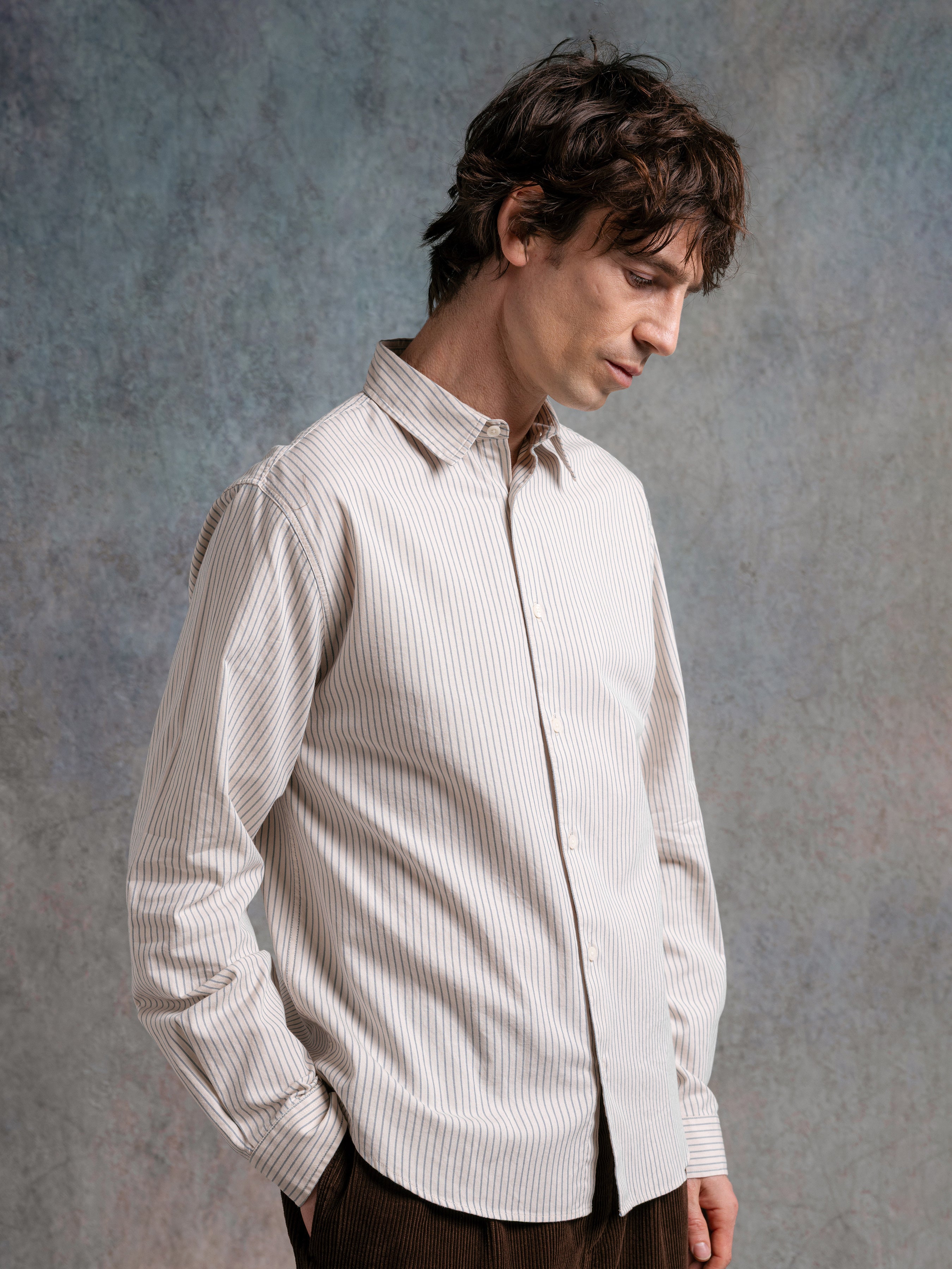 Dirleton Shirt in Blue Regular Stripe Cotton