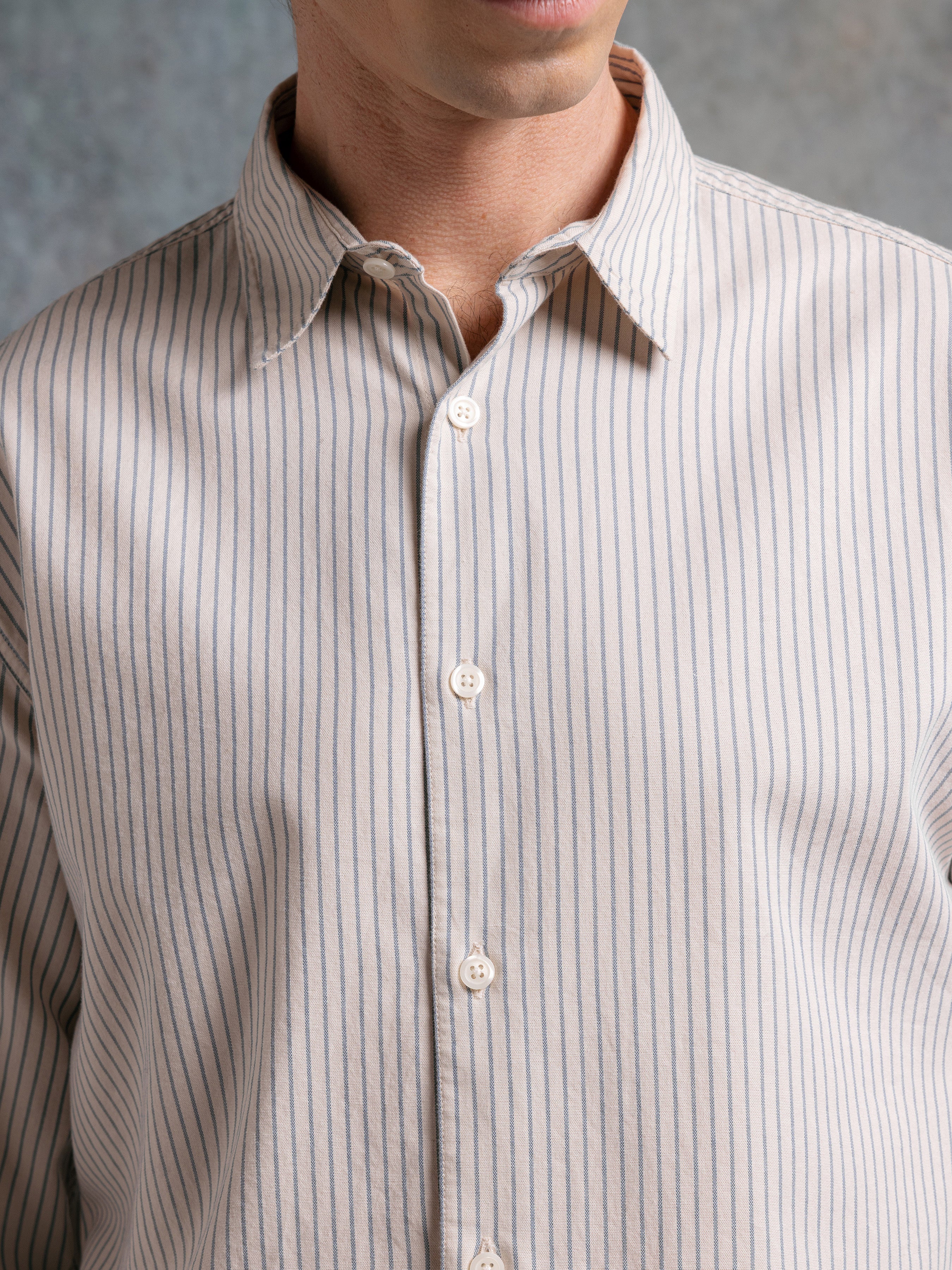 Dirleton Shirt in Blue Regular Stripe Cotton