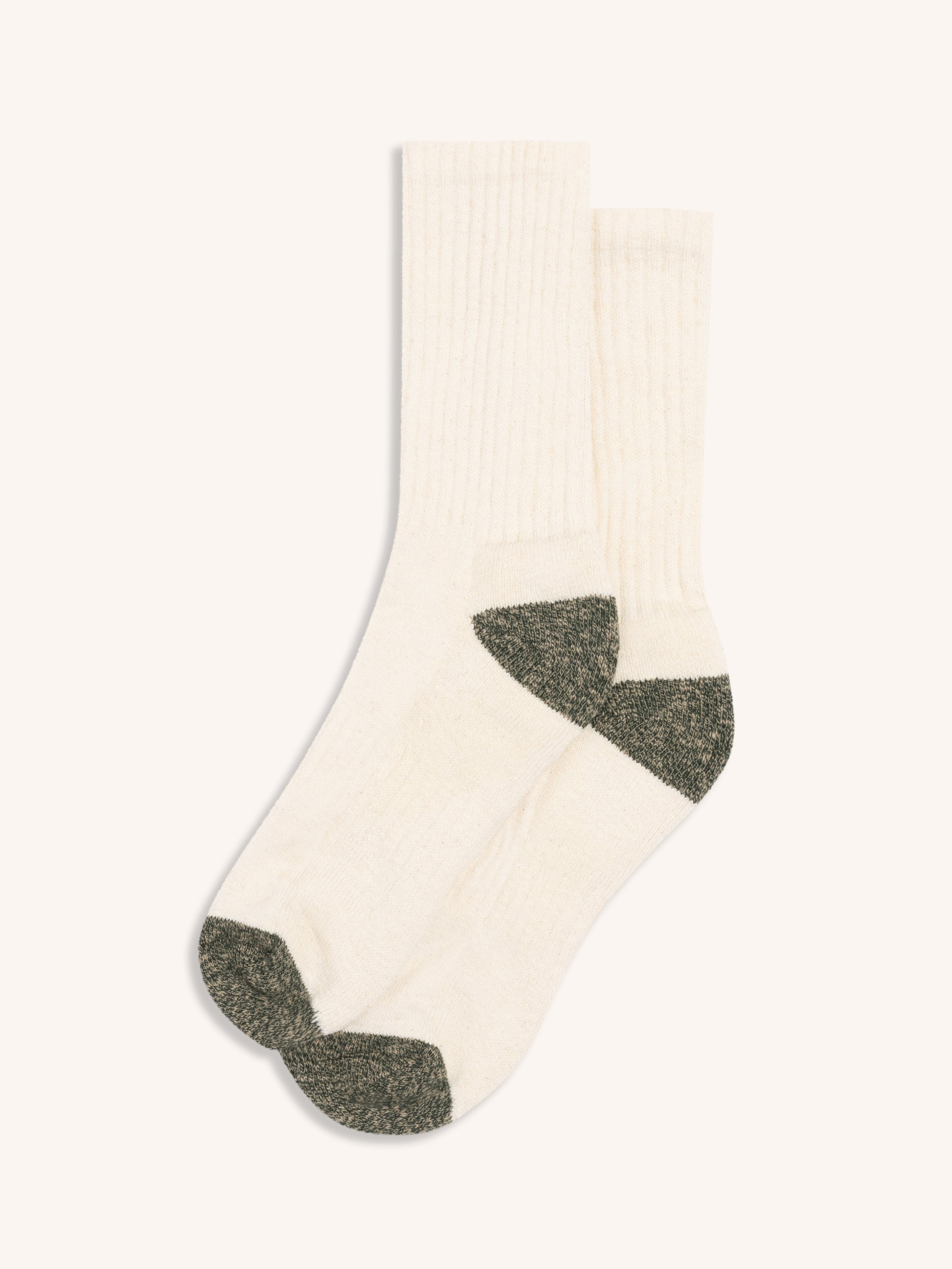 Elgin Cotton Blend Sock in Ecru/Green Marl Slub Yarn