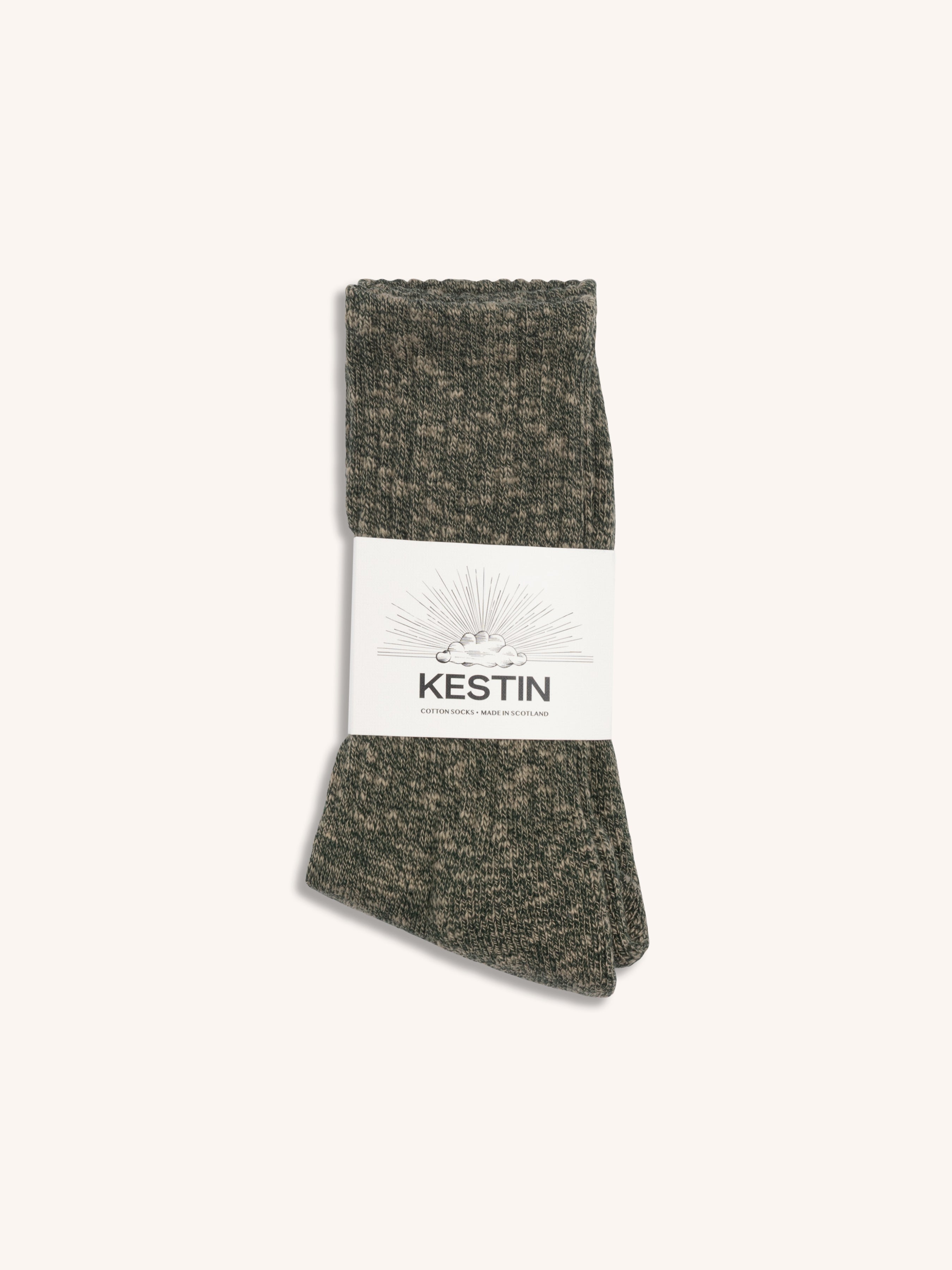 Elgin Cotton Blend Sock in Green Marl Slub Yarn