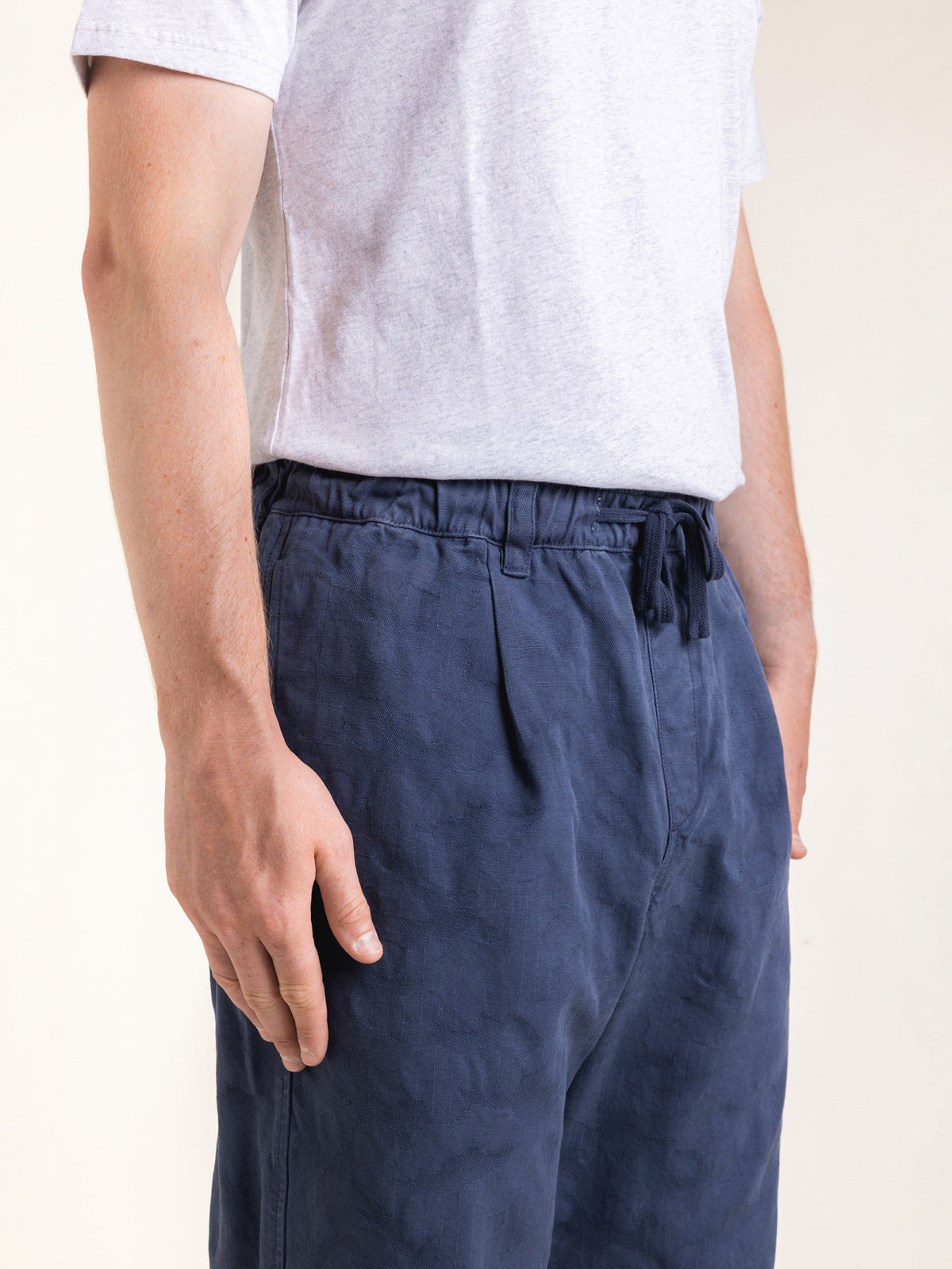 Doune Pant in Navy Jacquard Ripstop Cotton