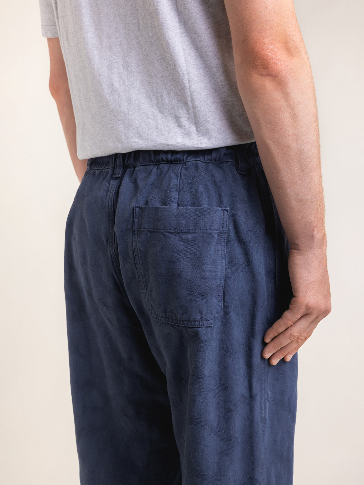 Doune Pant in Navy Jacquard Ripstop Cotton