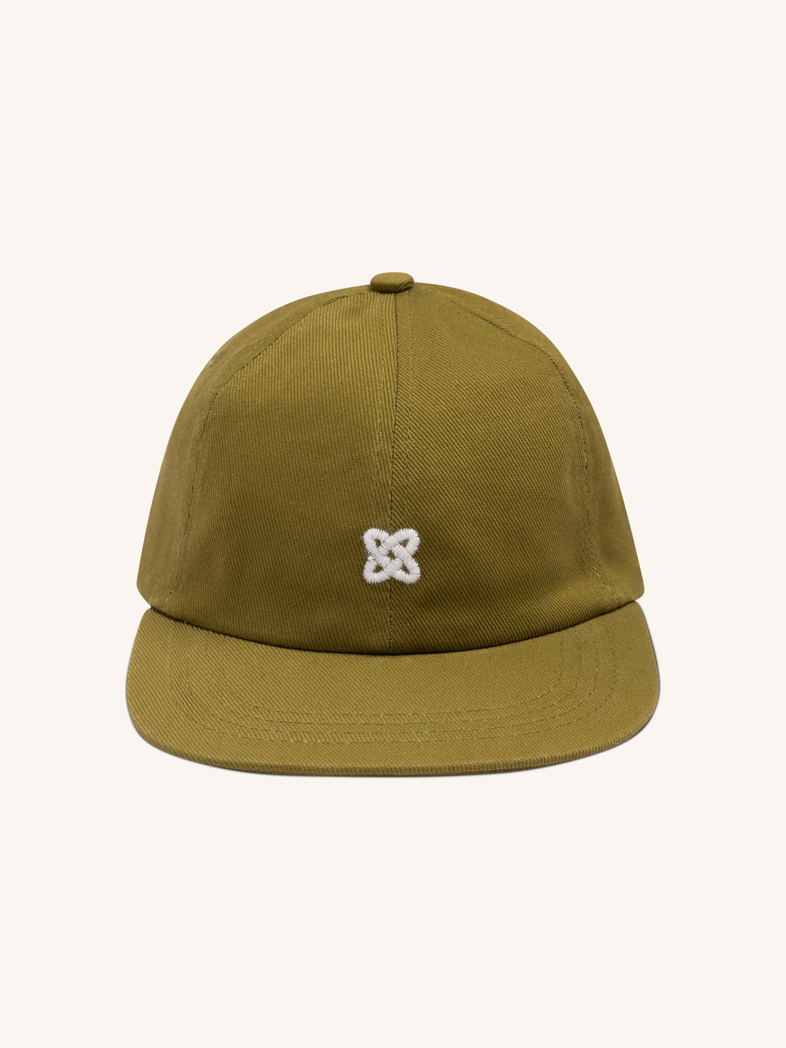 Leuchars Cap in Embroidered Light Olive Twill