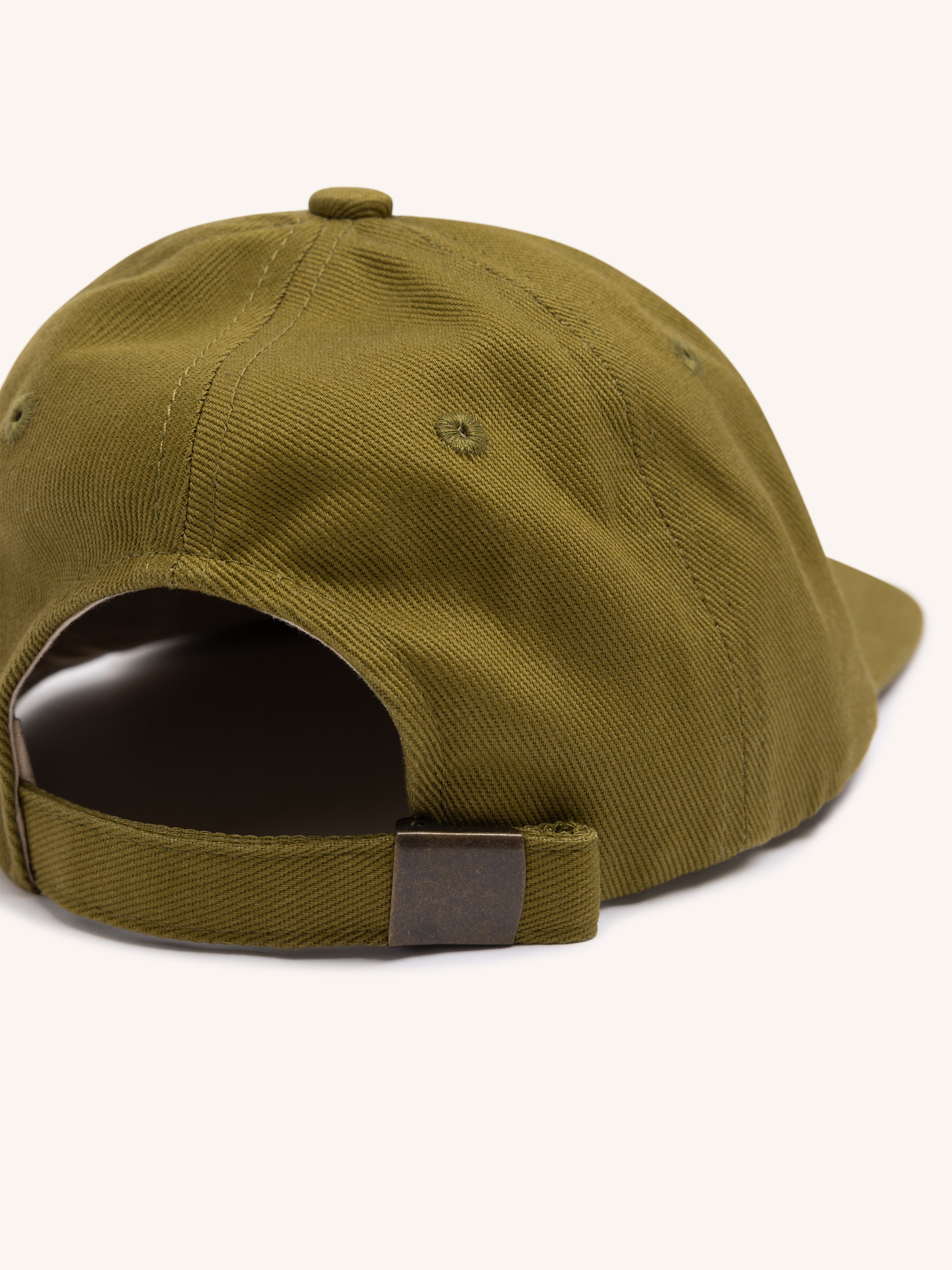 Leuchars Cap in Embroidered Light Olive Twill