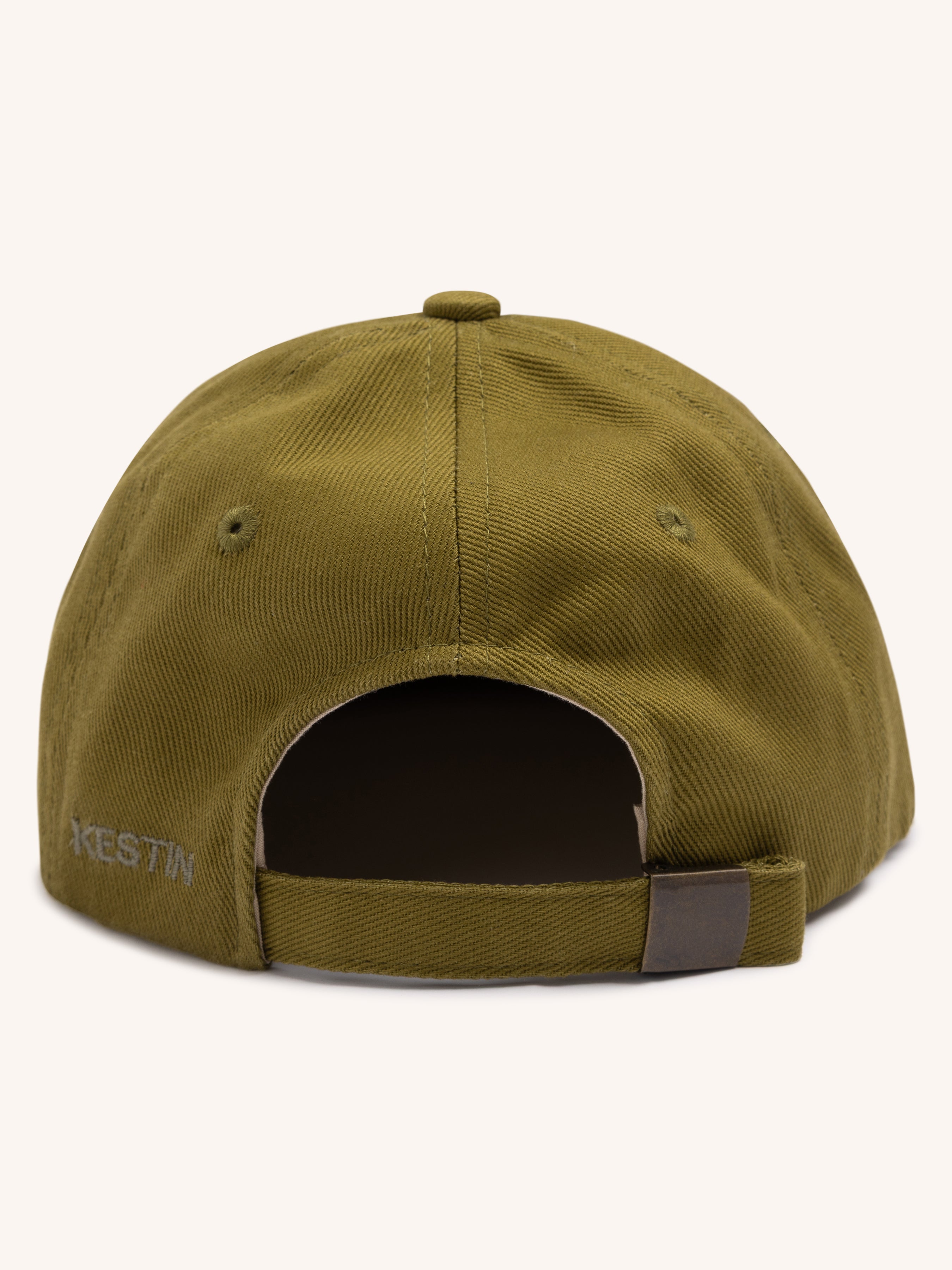 Leuchars Cap in Embroidered Light Olive Twill