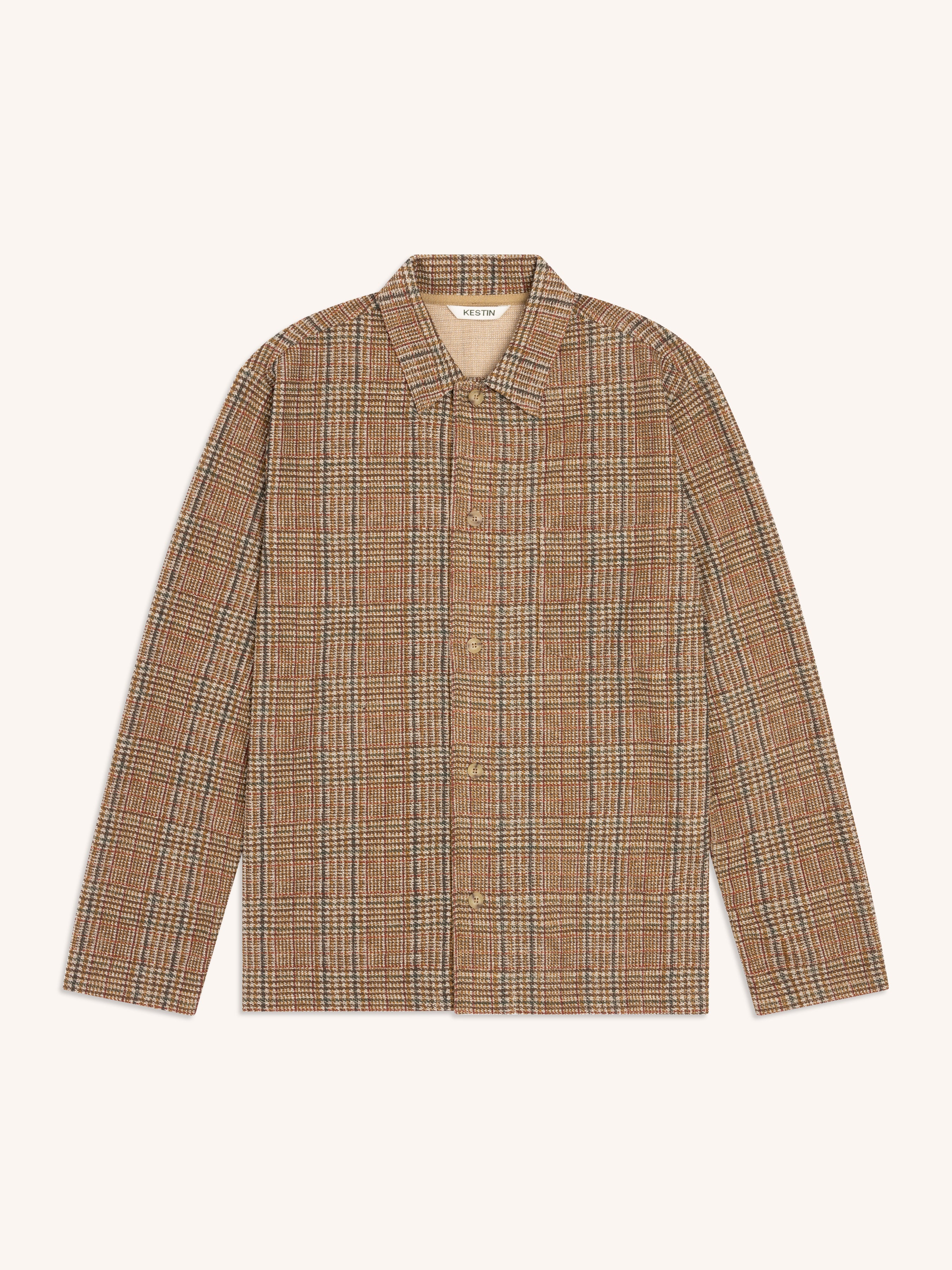 Portree Overshirt in Peat Printed Check Jersey