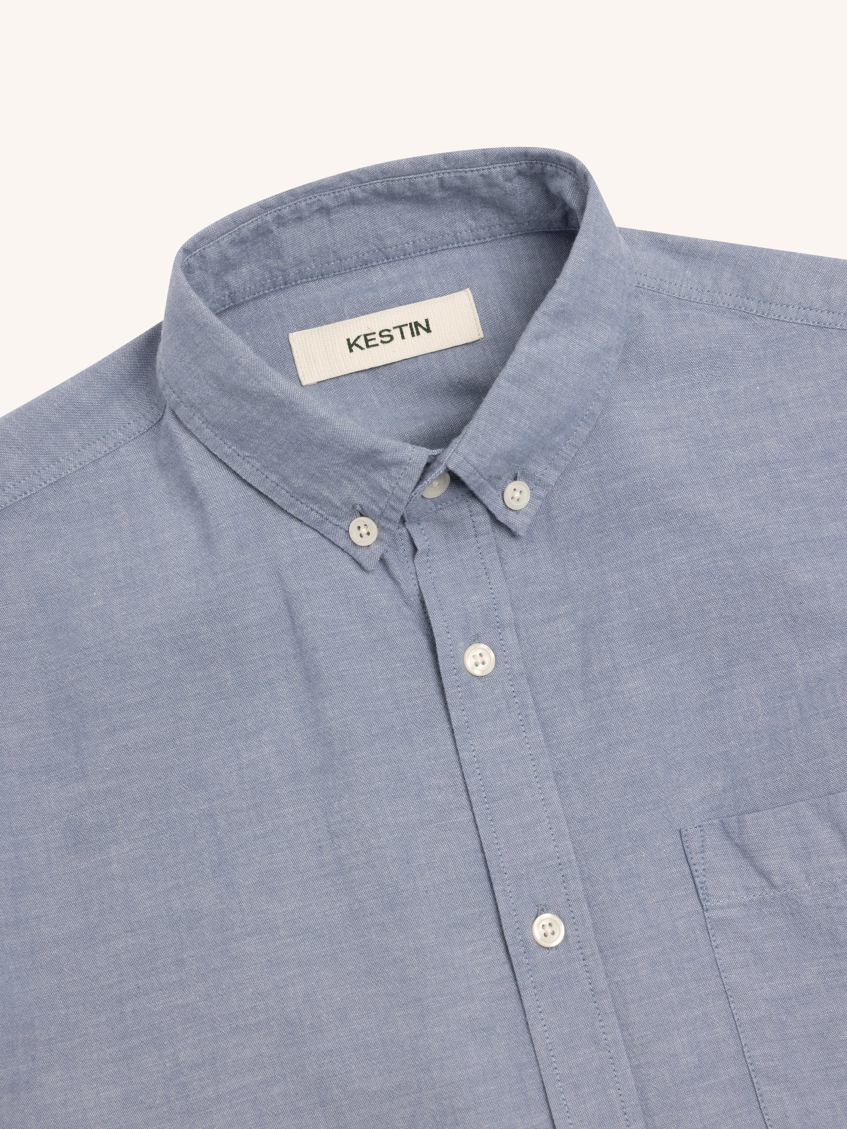 Raeburn Button Down Shirt in Pale Blue Oxford Organic Cotton