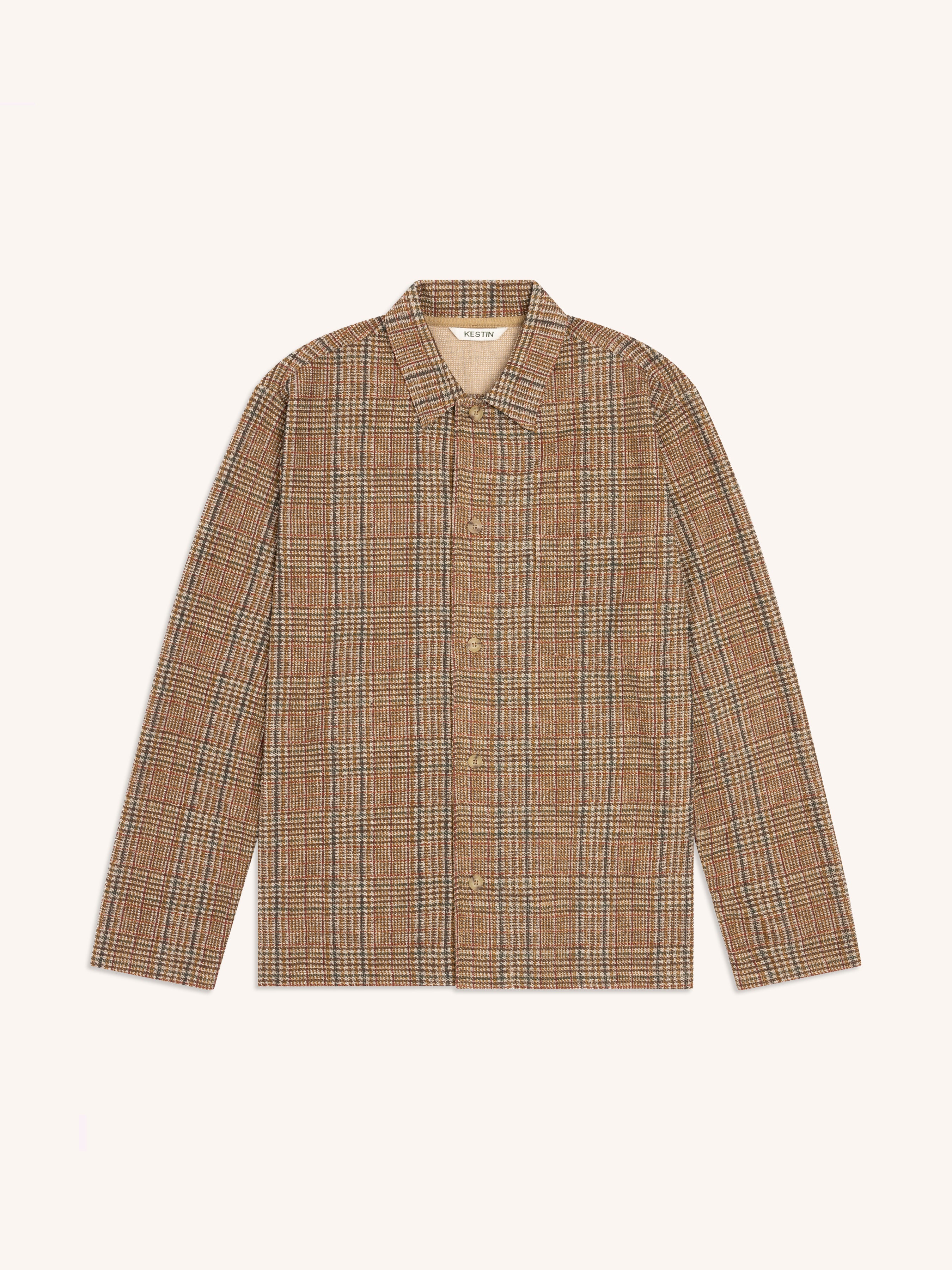 Portree Overshirt in Peat Printed Check Jersey