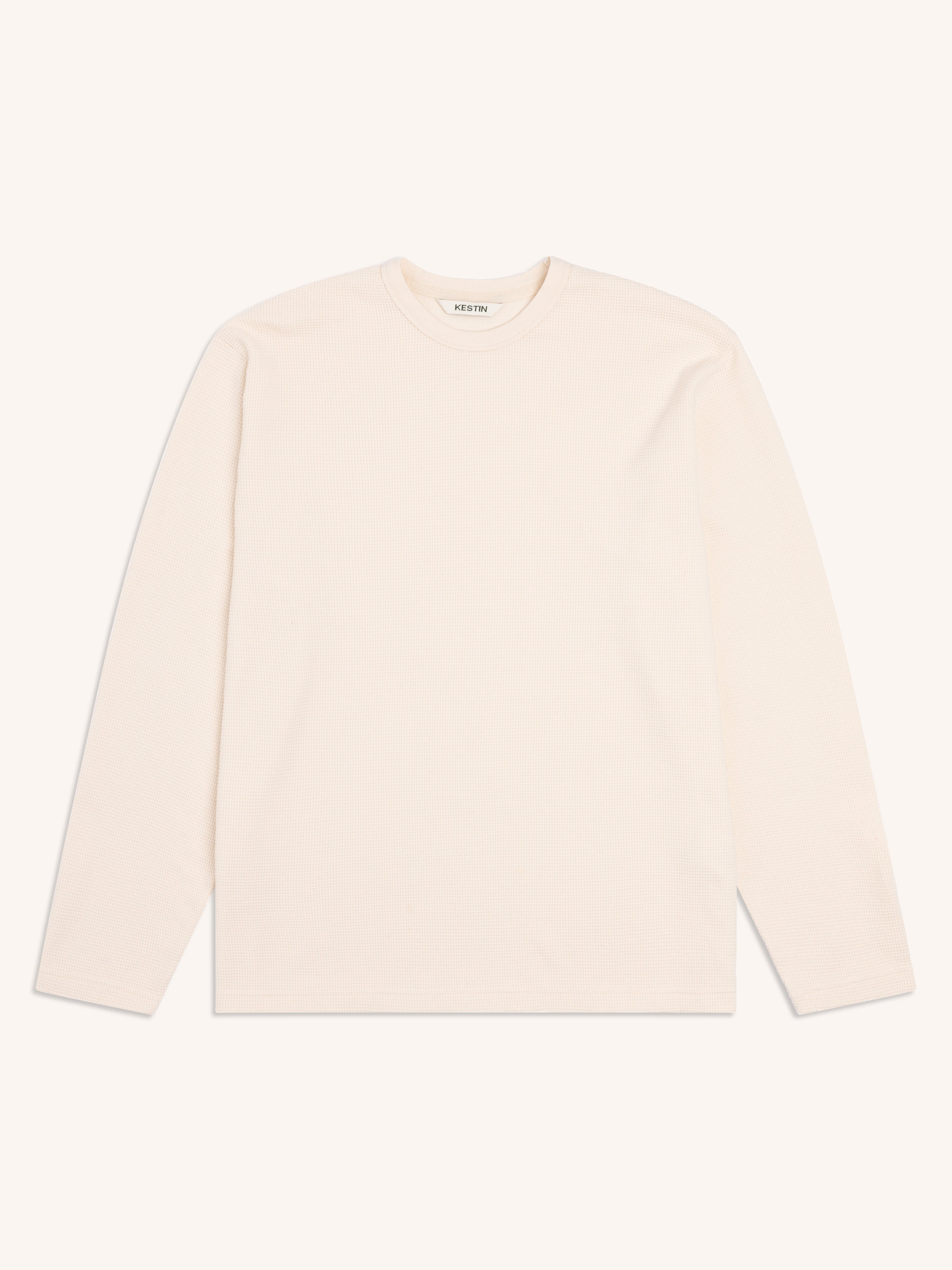 Waternish Long Sleeve Tee in Natural Brushed Waffle