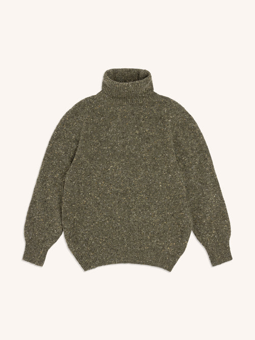 Submariner Roll Neck in Moss Donegal Merino Wool