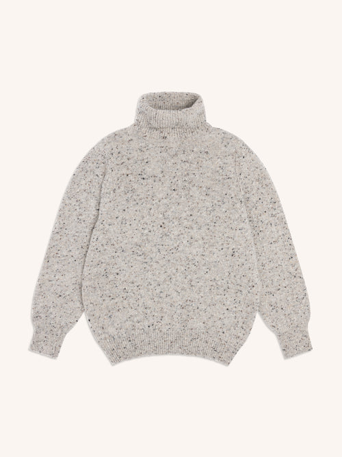 Submariner Roll Neck in Grey Marl Donegal Merino Wool