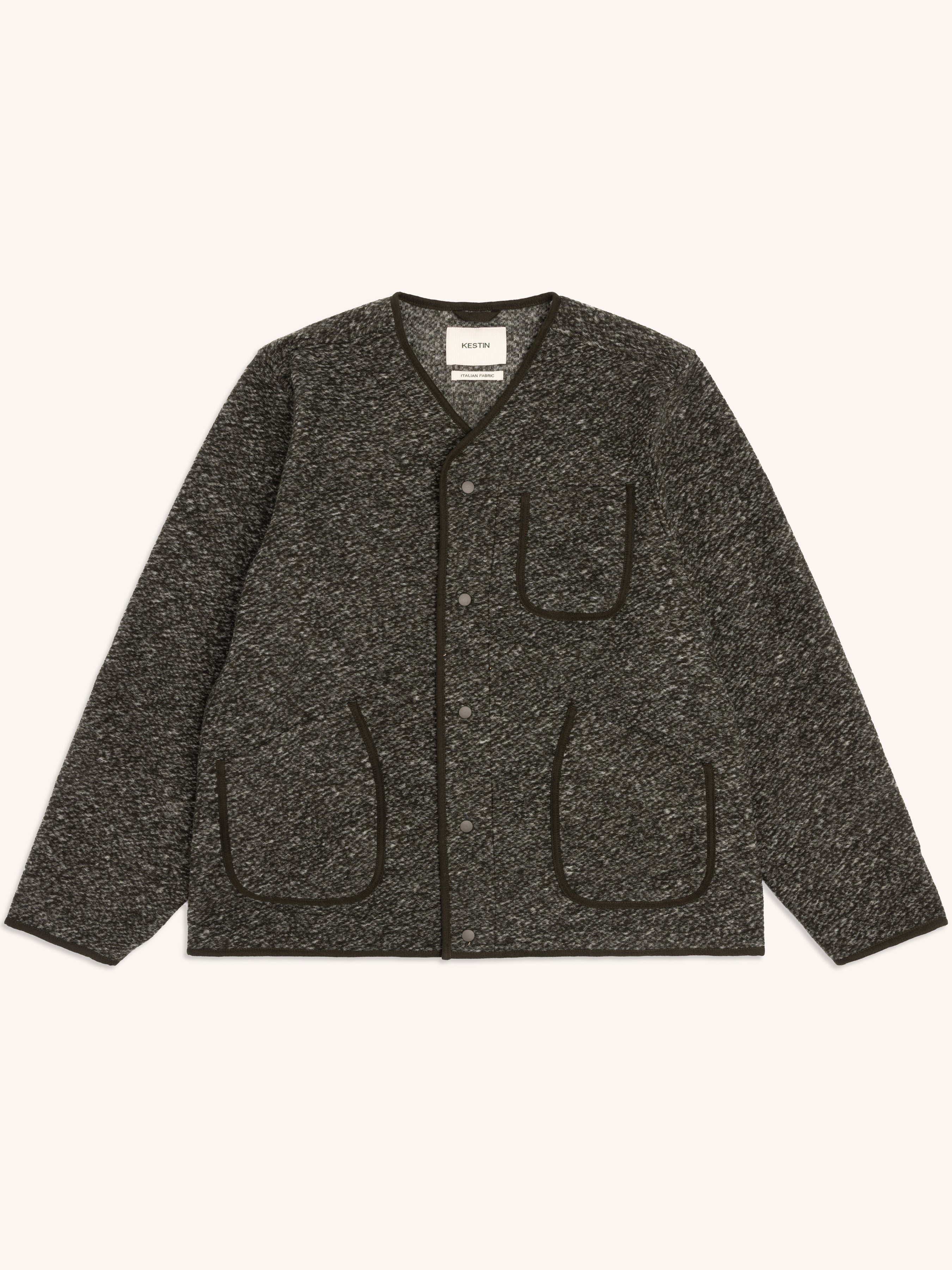 Neist Cardigan in Olive Speckled Wool Blend