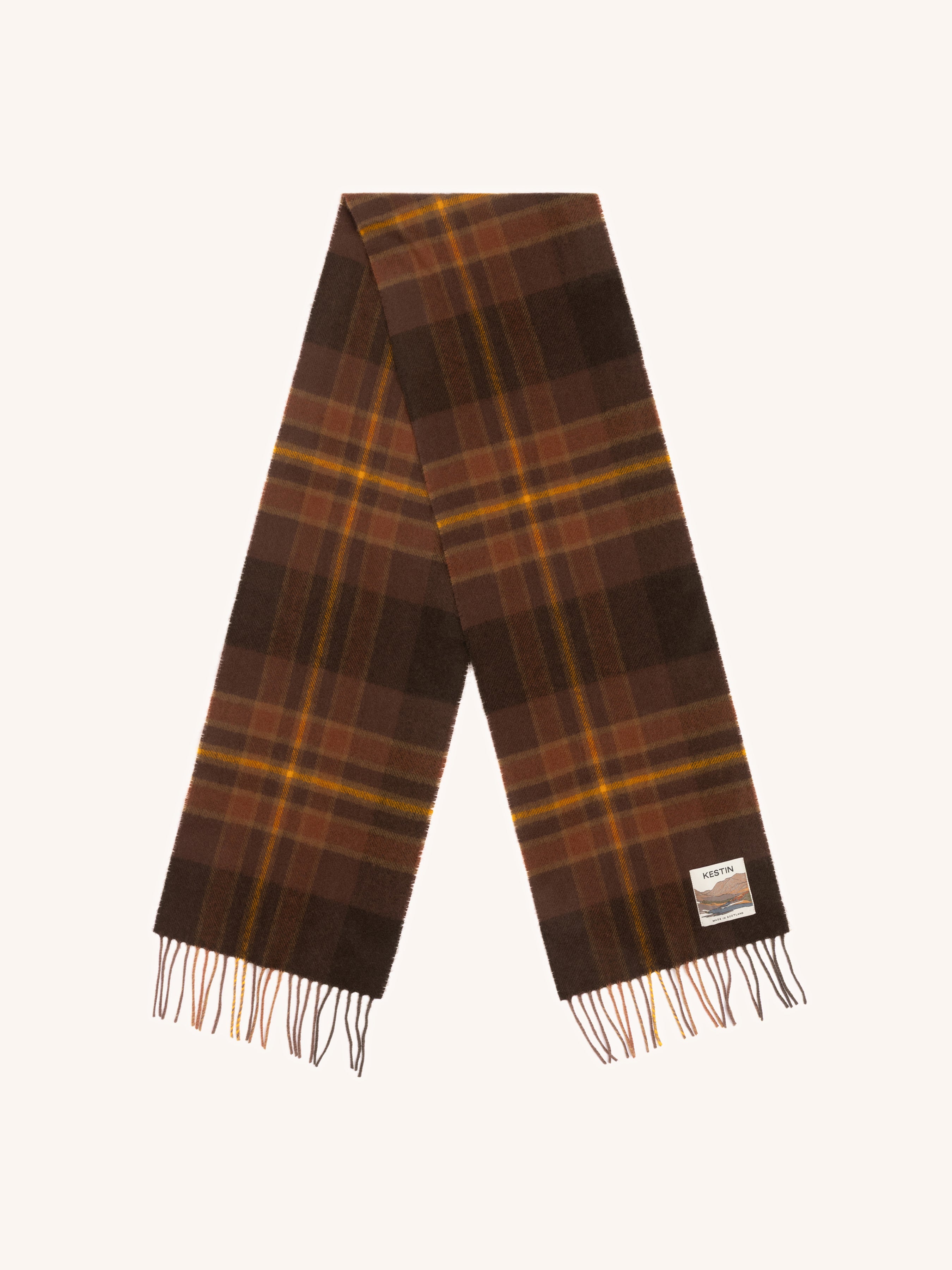 Gala Scarf in Peat Dunbar Tartan Lambswool