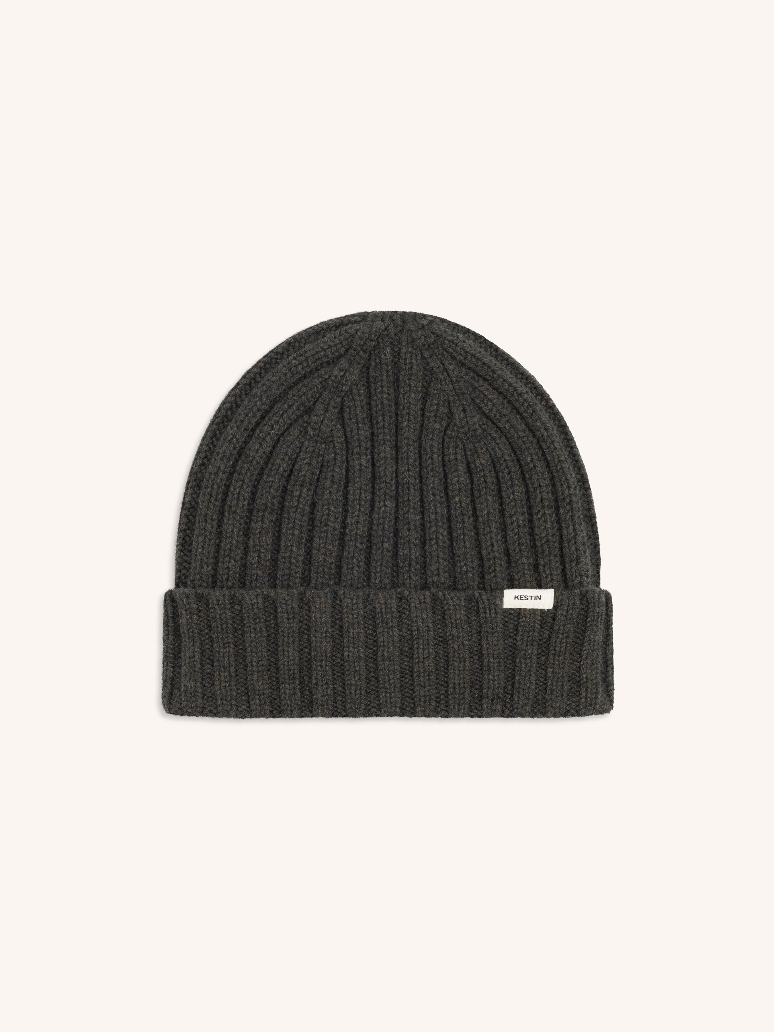 Lindean Beanie in Dark Olive Lambswool
