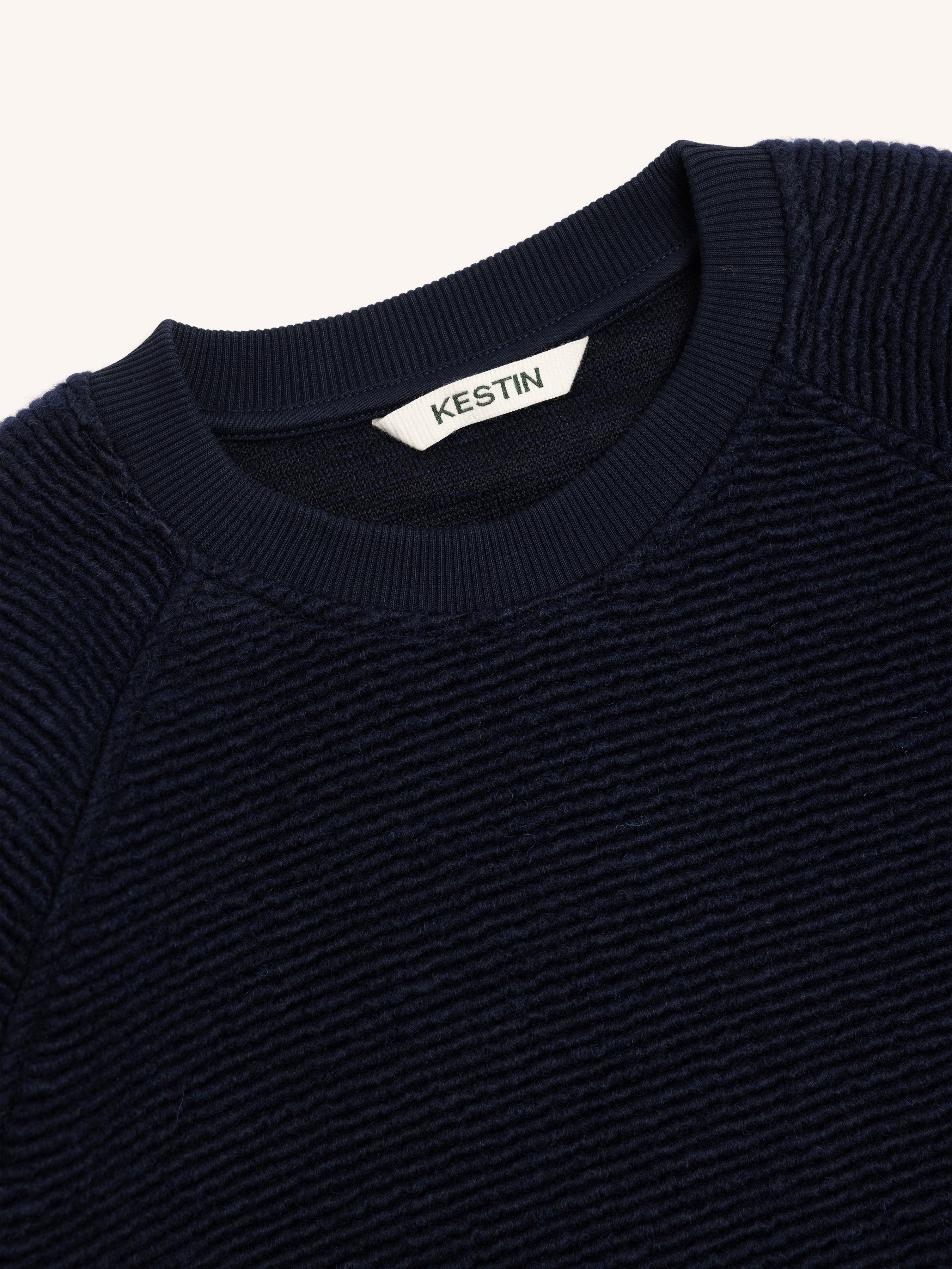 Junction Crew in Navy Ribbed Fleece