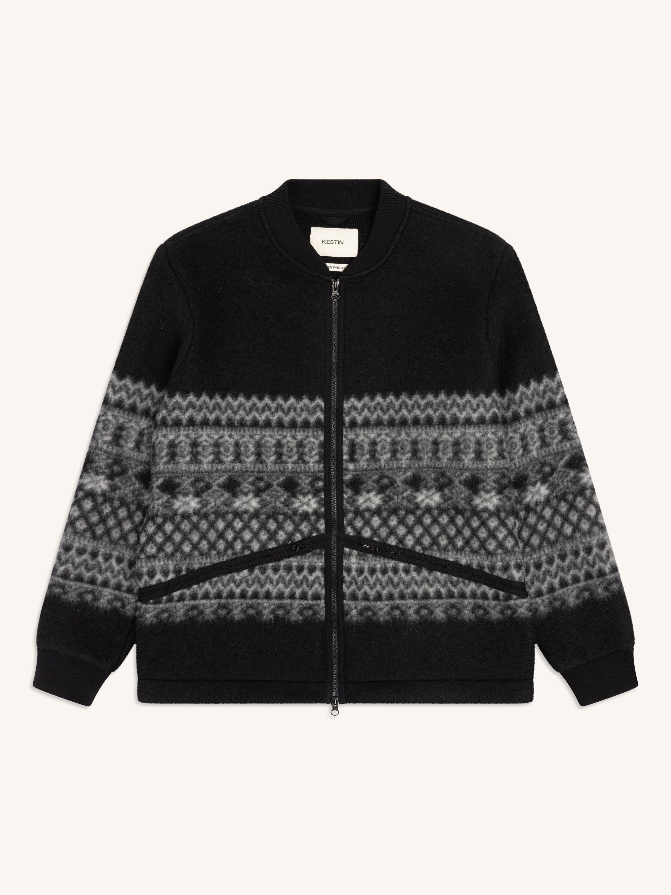 Dreghorn Jacket in Black Fair Isle Band Fleece