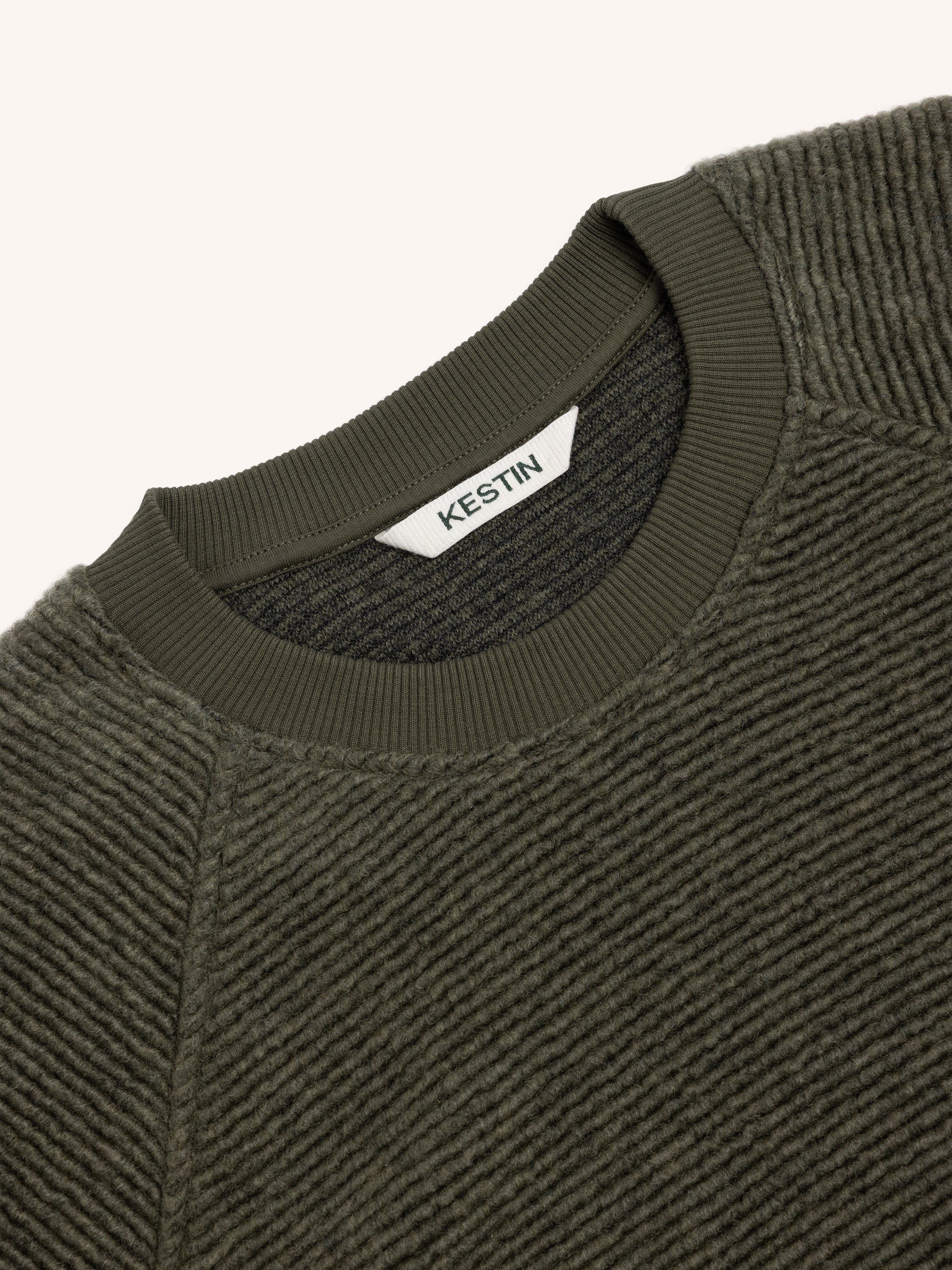 Junction Crew in Olive Ribbed Fleece