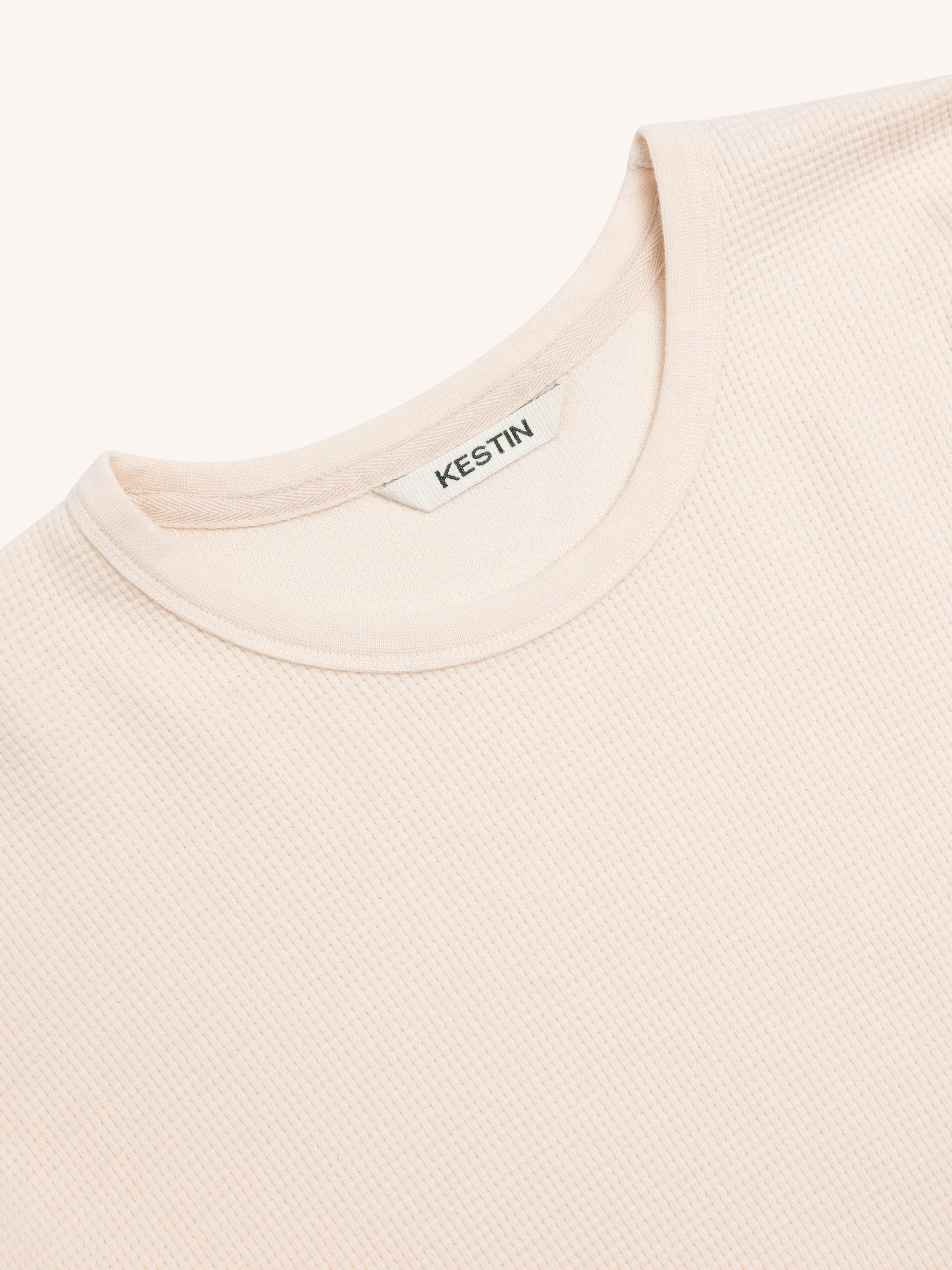 Waternish Long Sleeve Tee in Natural Brushed Waffle