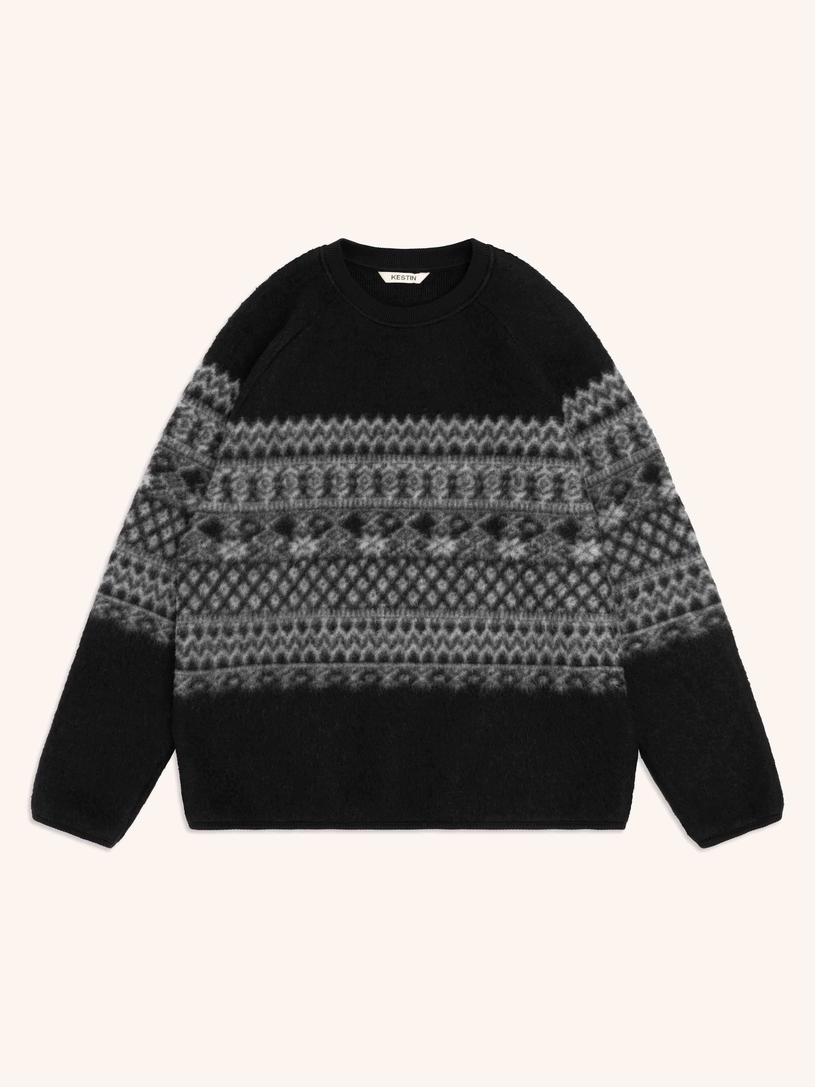 Junction Crew in Black Fair Isle Band Fleece