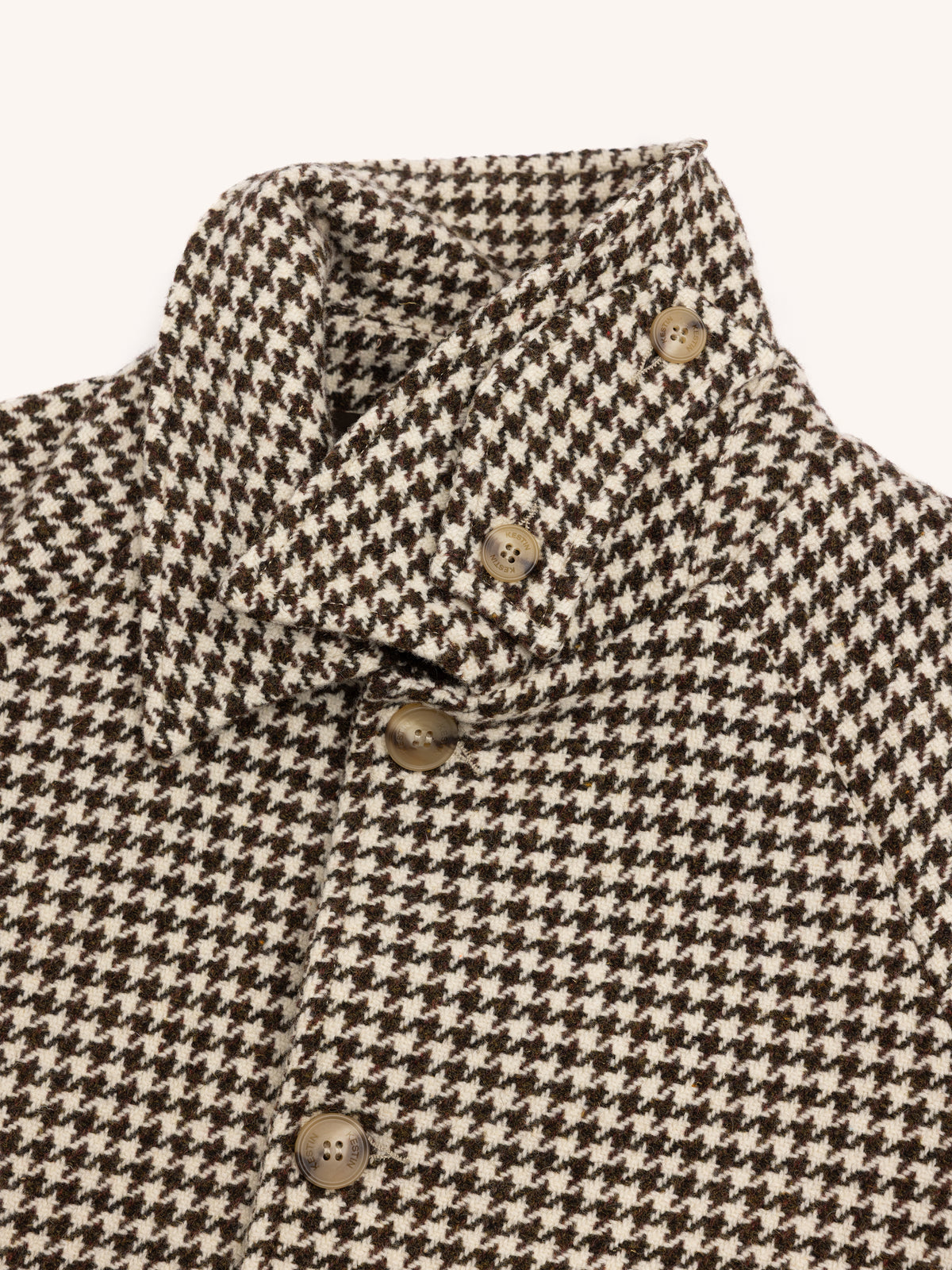 Drummond Overcoat in Dark Olive Dogtooth Wool