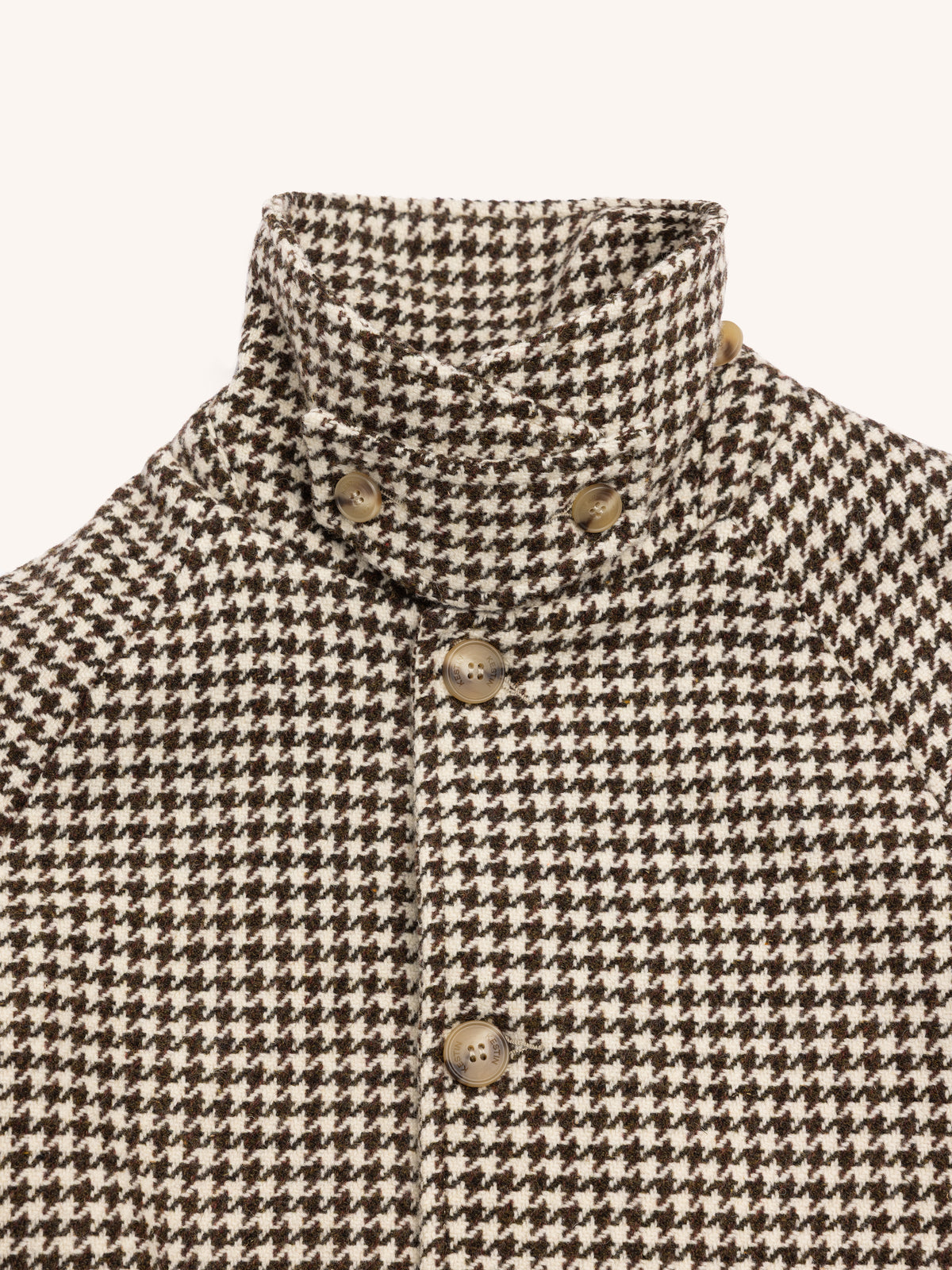 Drummond Overcoat in Dark Olive Dogtooth Wool