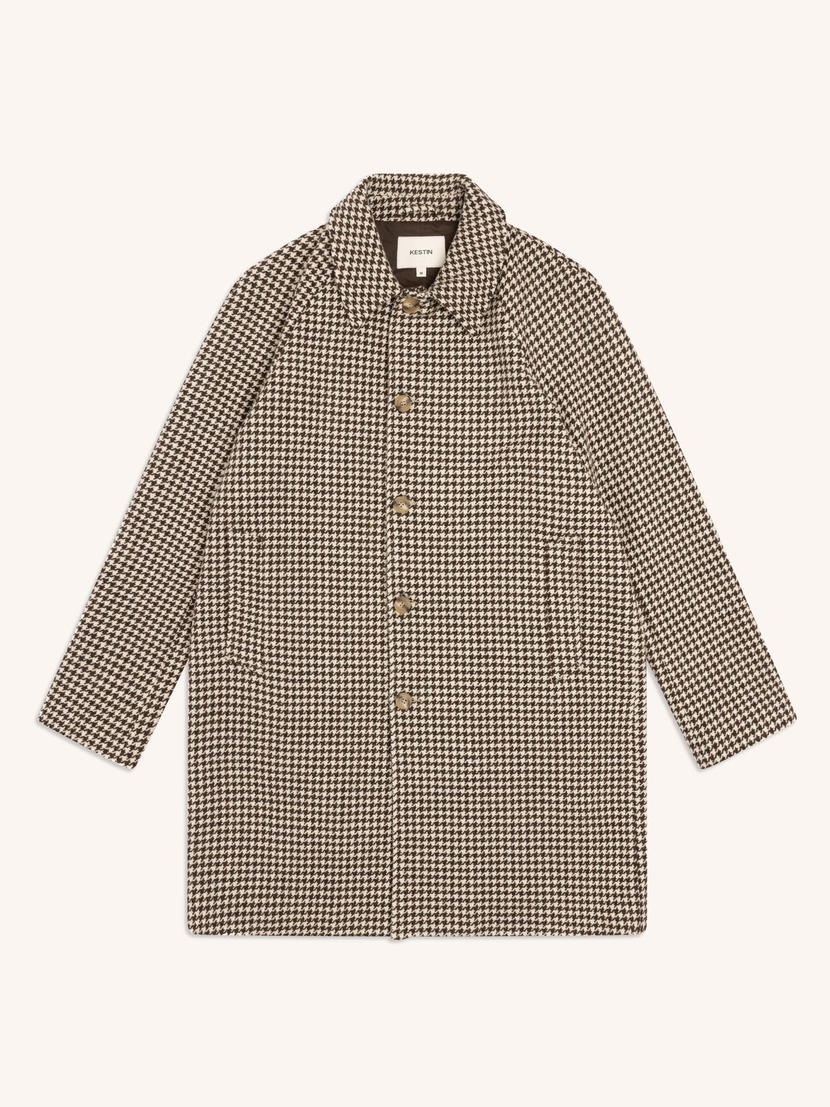 Drummond Overcoat in Dark Olive Dogtooth Wool