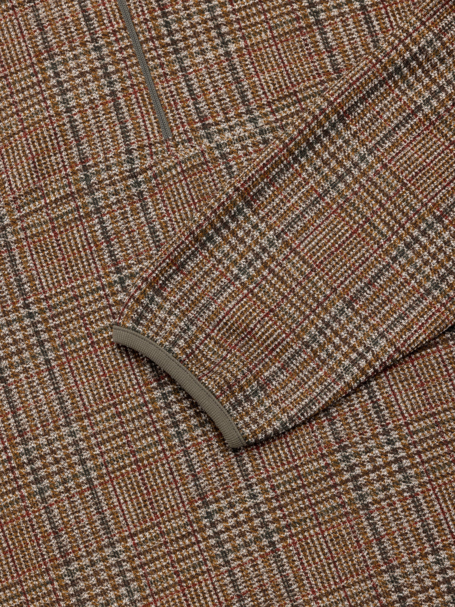 Aberfeldy Quarter Zip in Peat Printed Check Jersey