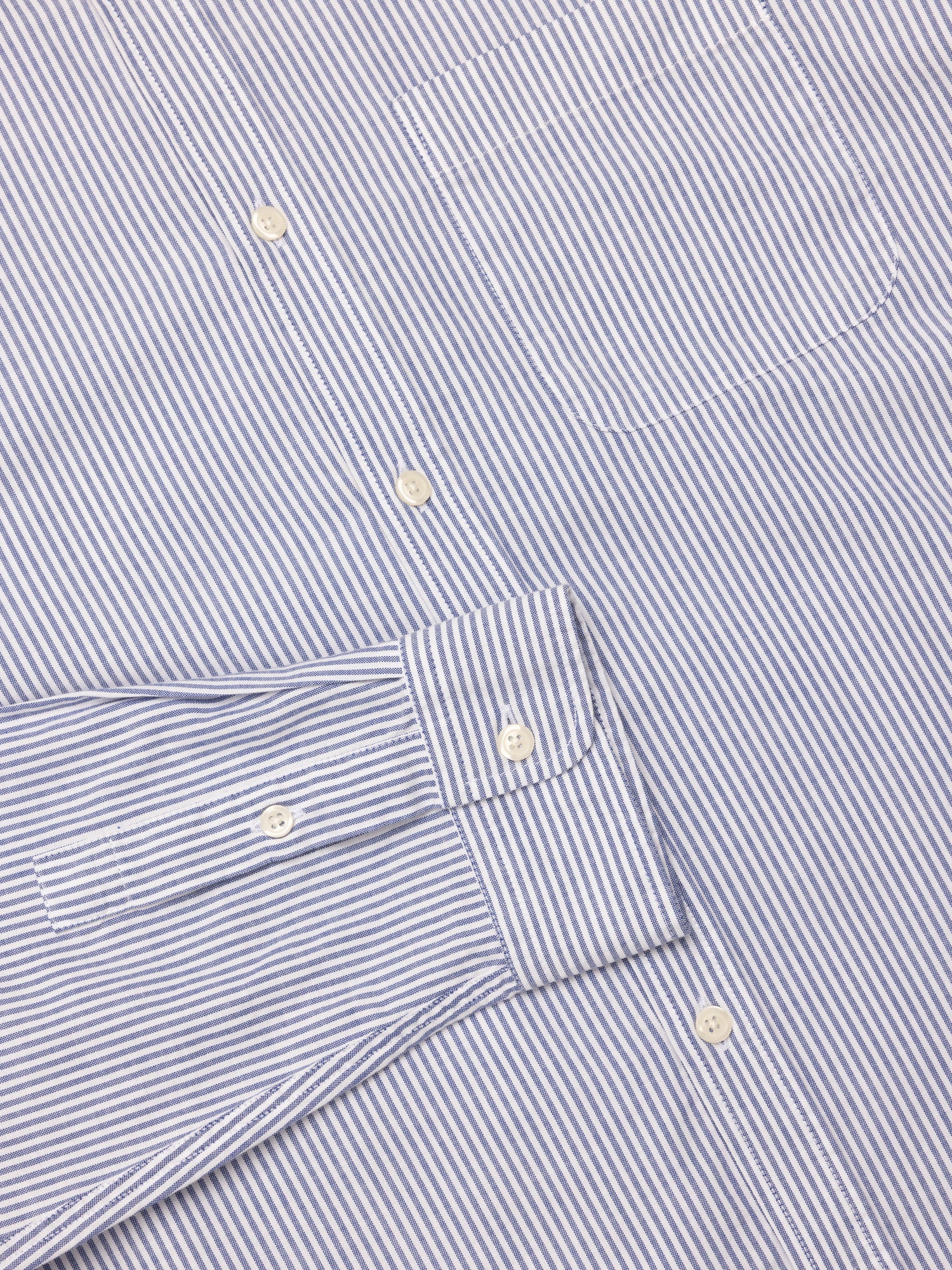 Raeburn Button Down in White/Pale Blue Oxford Stripe Organic Cotton